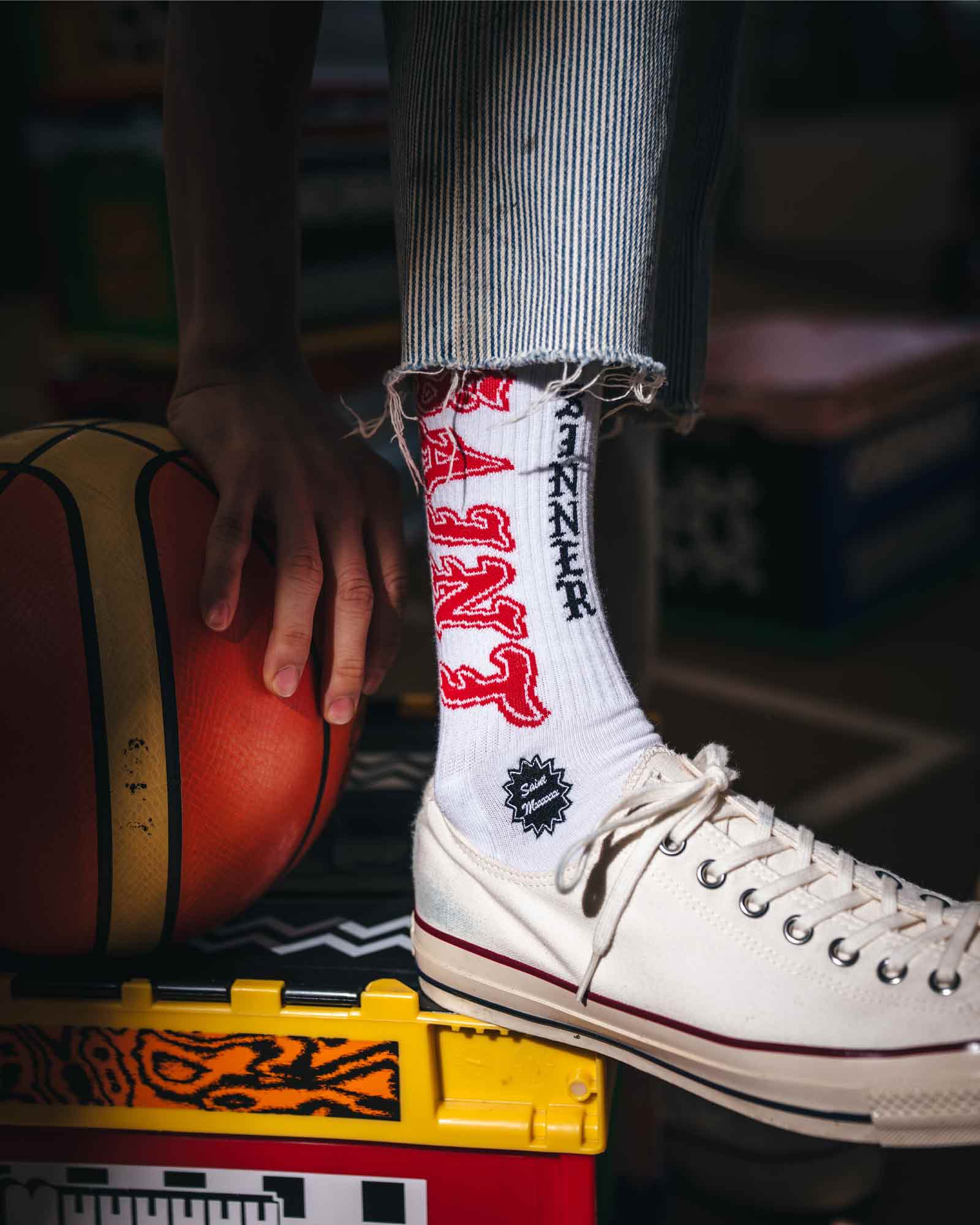 ©SAINT M××××××・saint michael -  SOCKS/SAINT / WHITE+RED