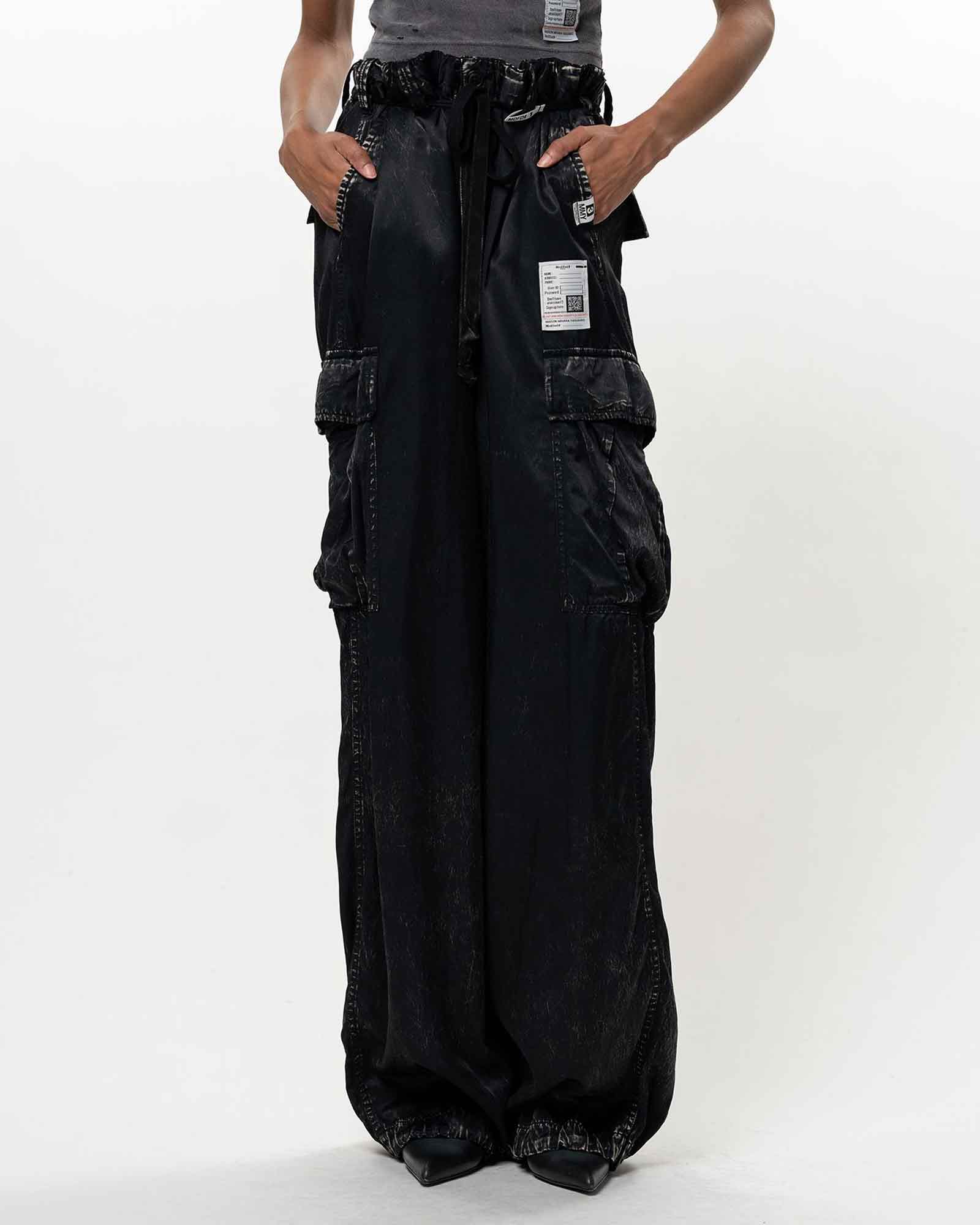 MIHARA YASUHIRO・ミハラヤスヒロ - その他パンツ R/CO SATIN CARGO PANTS / BLACK