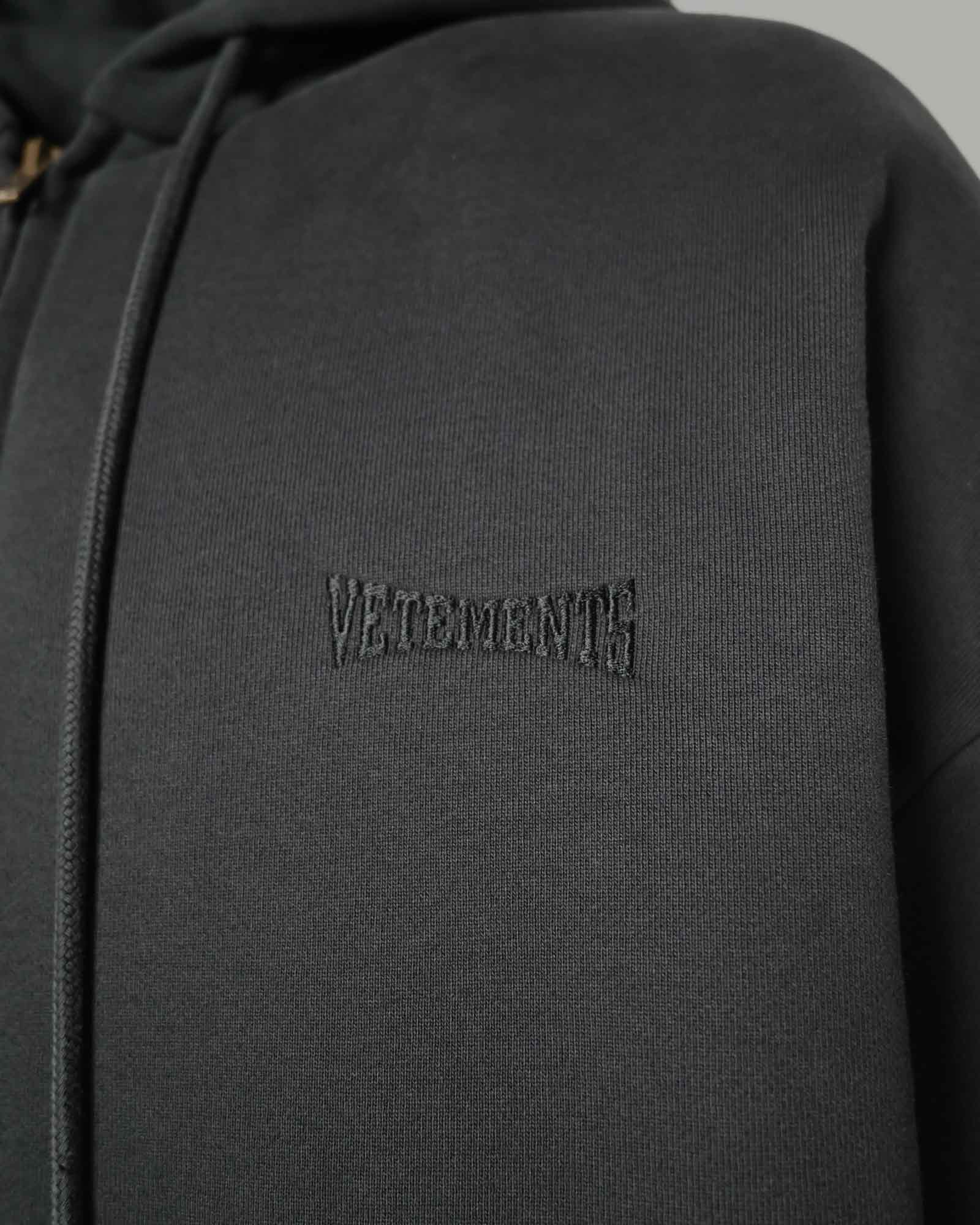 VETEMENTS・Vetements -  PUFFED OVERSIZED ZIP-UP HOODIE / WASHED BLACK