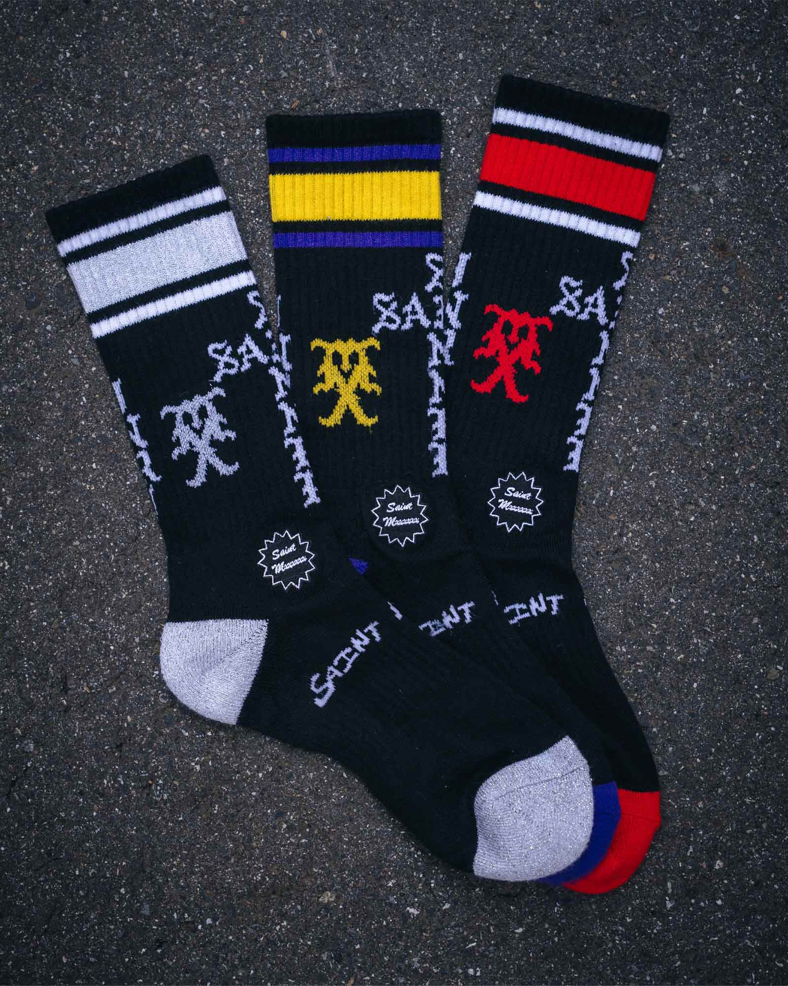 ©SAINT M××××××・セントマイケル - ソックス・レッグウェア SOCKS/SINNER / BLACK+GRAY