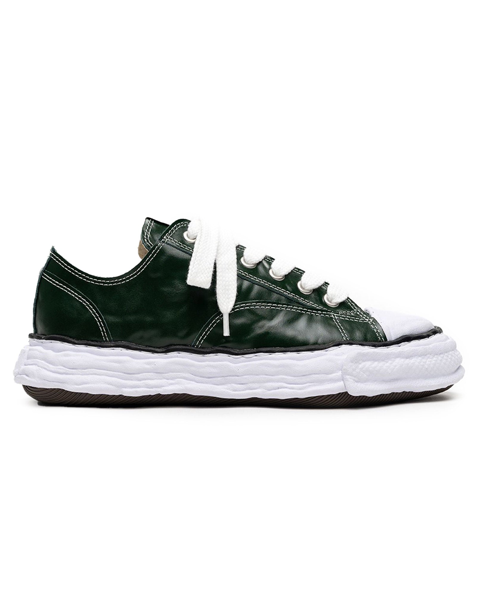 MIHARA YASUHIRO・ミハラヤスヒロ - ローカットスニーカー PETERSON23 WRINKLED LEATHER LOW-TOP SNEAKERS / GREEN