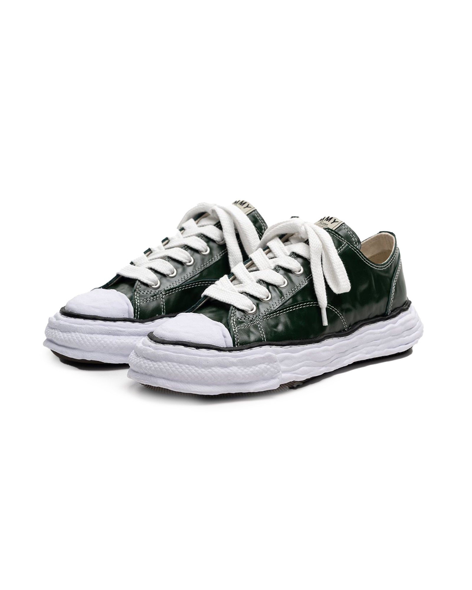 MIHARA YASUHIRO・ミハラヤスヒロ - ローカットスニーカー PETERSON23 WRINKLED LEATHER LOW-TOP SNEAKERS / GREEN