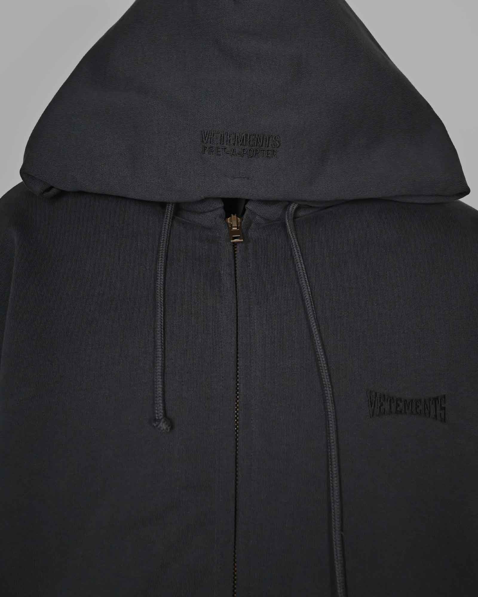 VETEMENTS・Vetements -  PUFFED OVERSIZED ZIP-UP HOODIE / WASHED BLACK