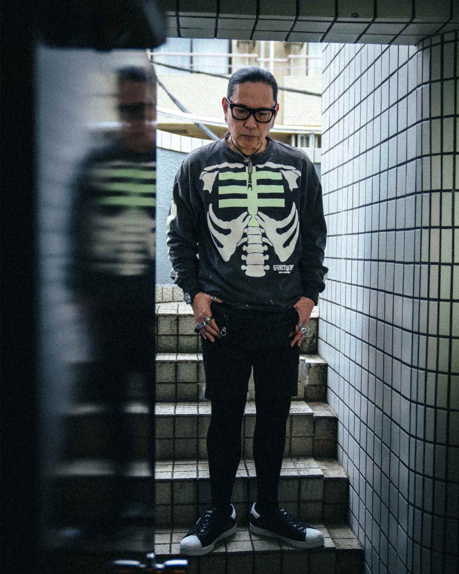 ©SAINT M××××××・圣迈克尔 -  BH_LS T-SHIRT/BONE / BLACK