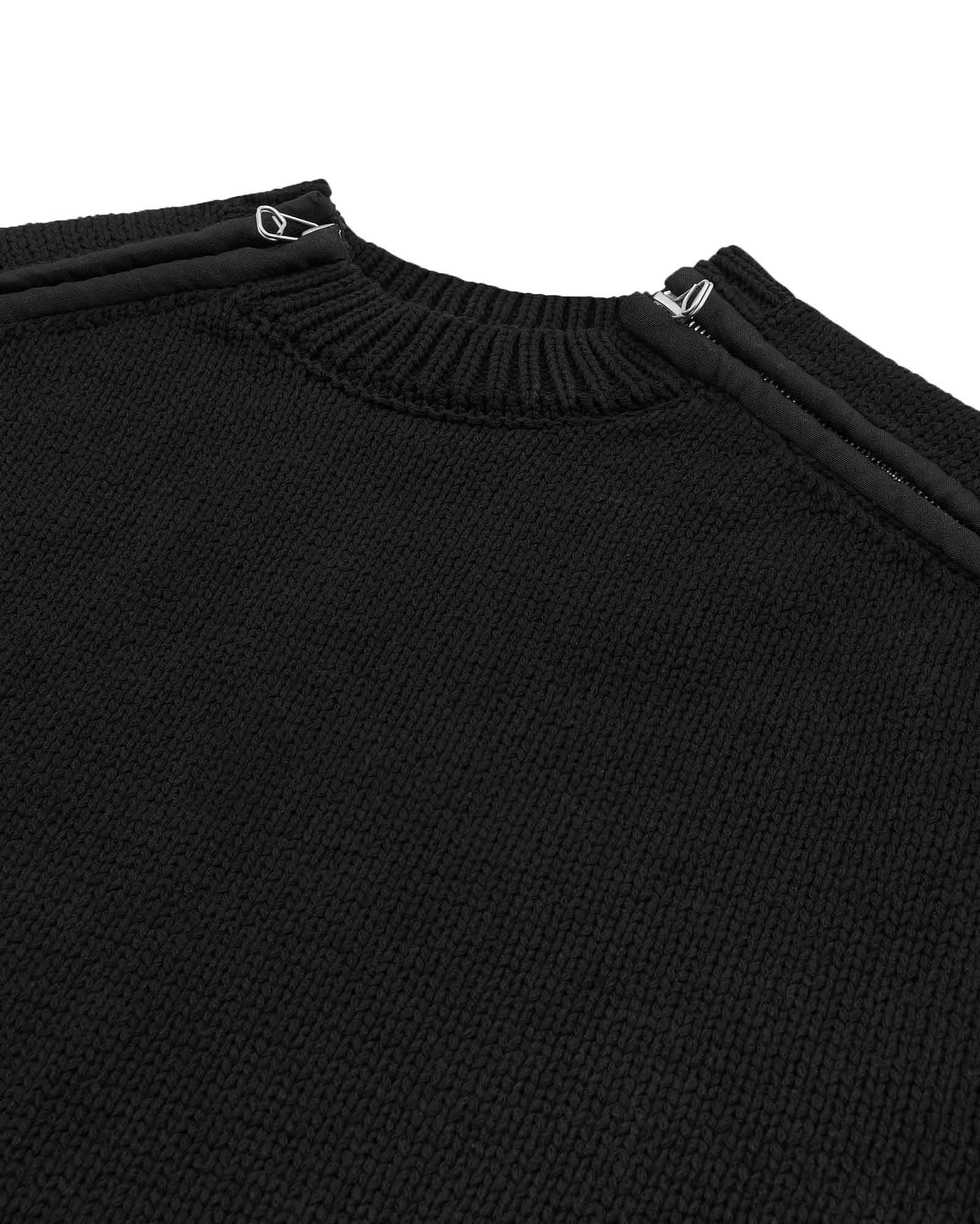 PEACEMAKER OAMC・オーエーエムシー - ニット・セーター SHOULDER ZIP KNIT / BLACK