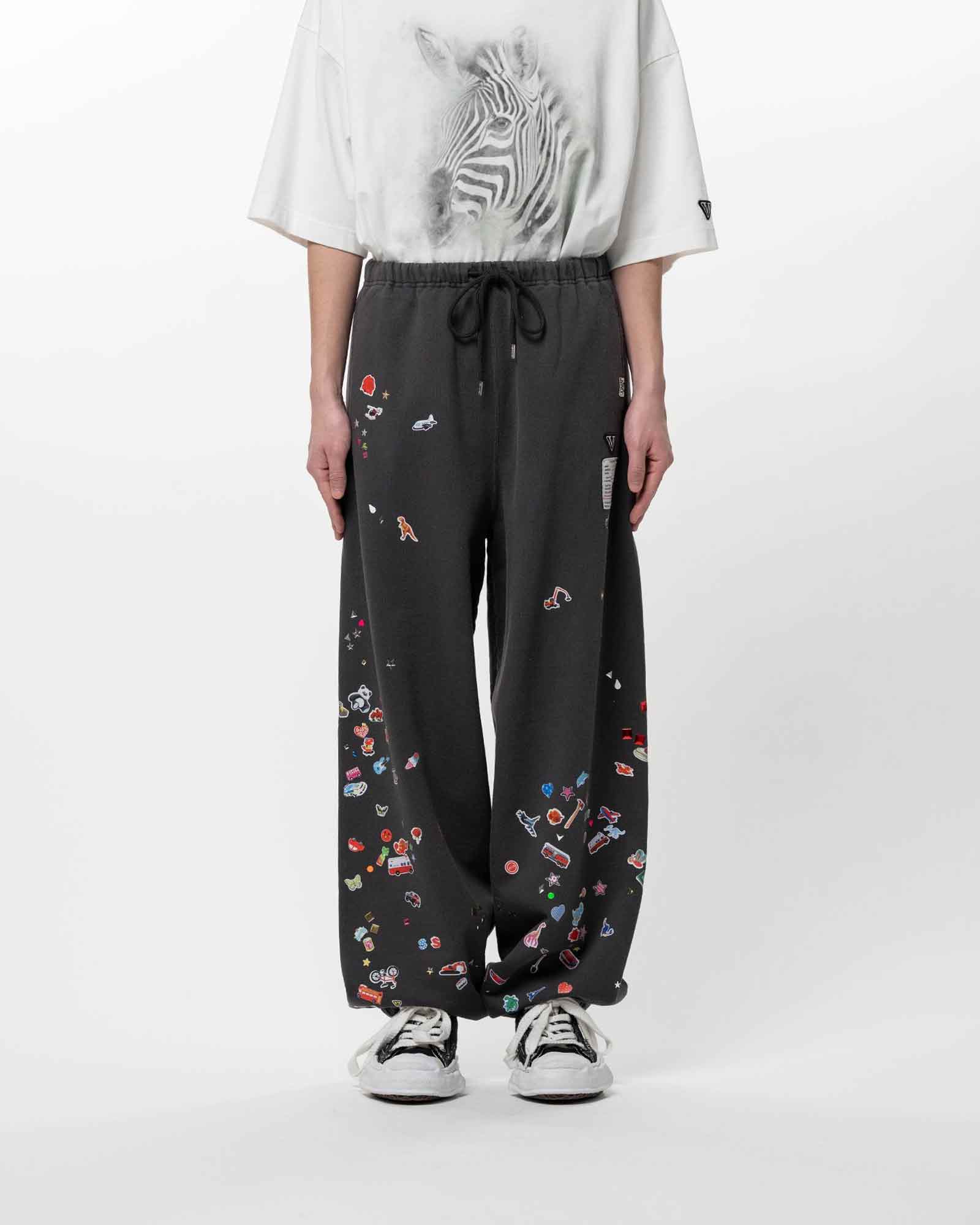 MIHARA YASUHIRO・ミハラヤスヒロ - スウェットパンツ KIDS STICKER PANTS / BLACK