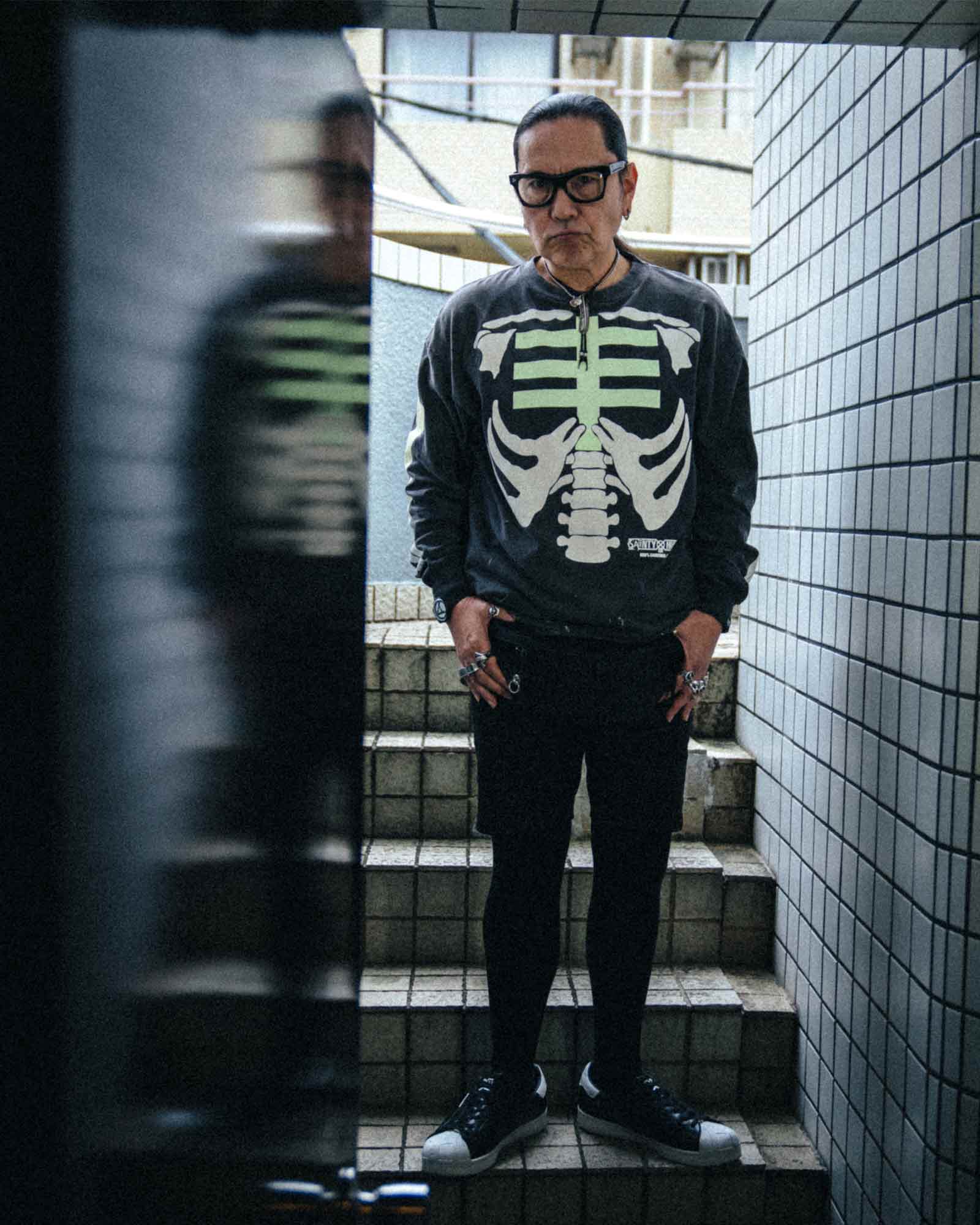 ©SAINT M××××××・圣迈克尔 -  BH_LS T-SHIRT/BONE / BLACK