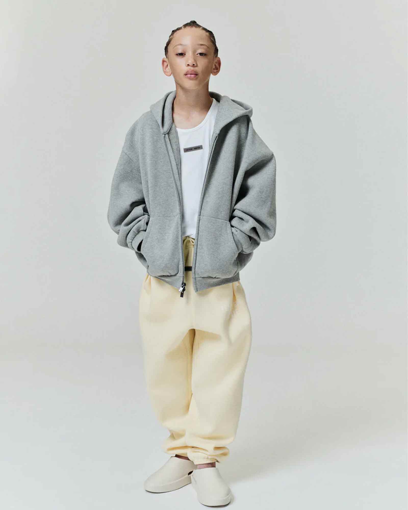 ESSENTIALS・エッセンシャルズ - パーカー・フーディ KID'S FLEECE HOODIE ZIP-UP / CONCRETE HEATHER