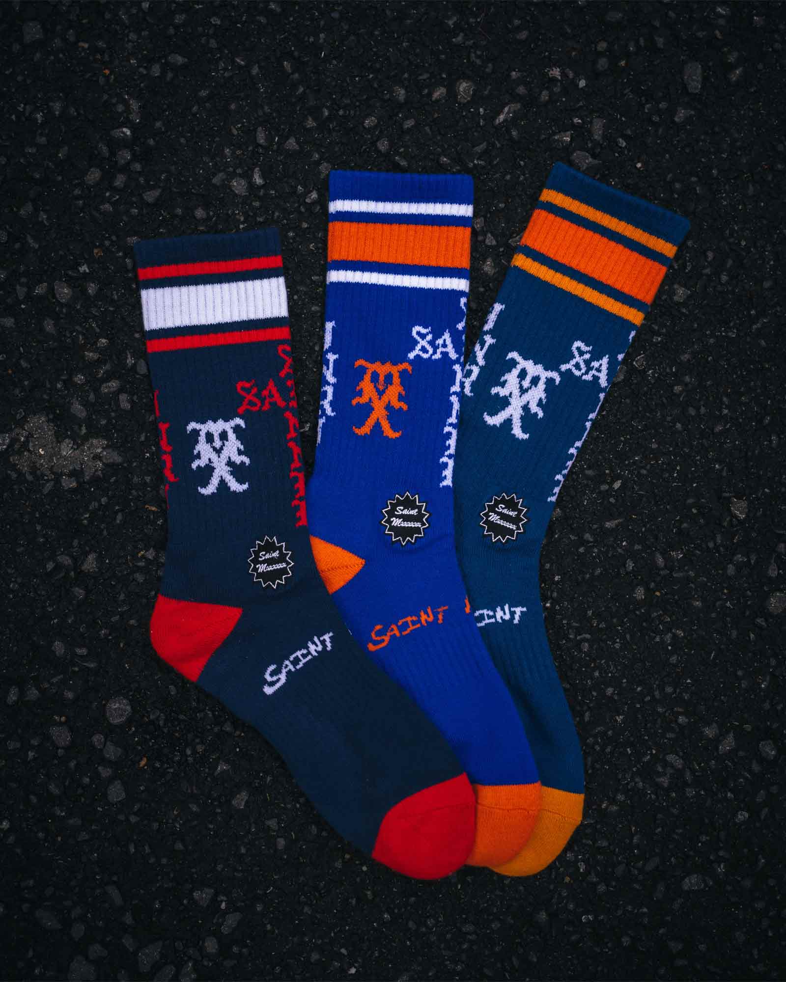 ©SAINT M××××××・セントマイケル - ソックス・レッグウェア SOCKS/SINNER / BLUE+ORANGE