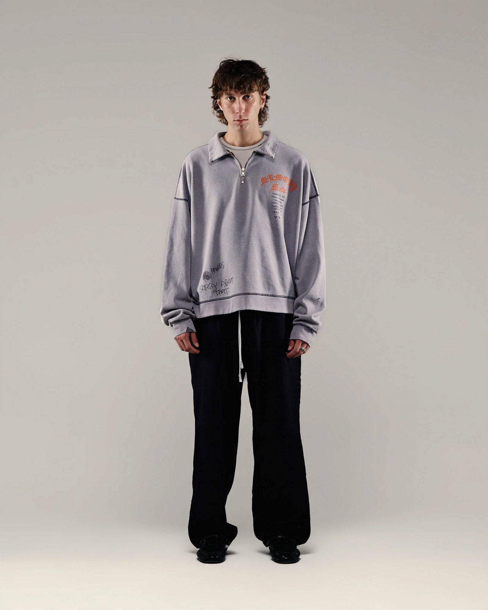 Paly Hollywood・パリー　ハリウッド - スウェット SORRY 'BOUT THAT 1/4 ZIP CREWNECK / GRAY