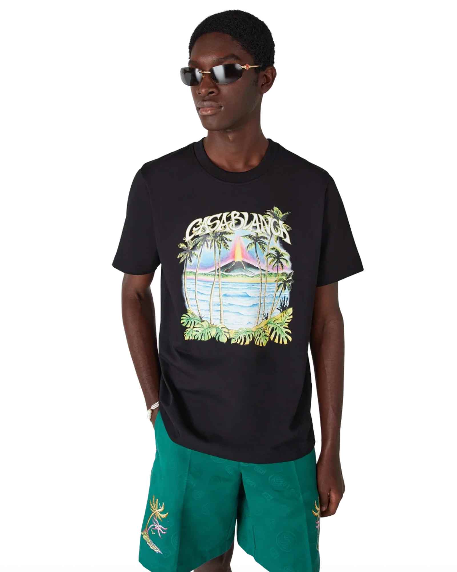 CASABLANCA・カサブランカ - Tシャツ・カットソー VOLCANO PRINTED CLASSIC T-SHIRT / BLACK