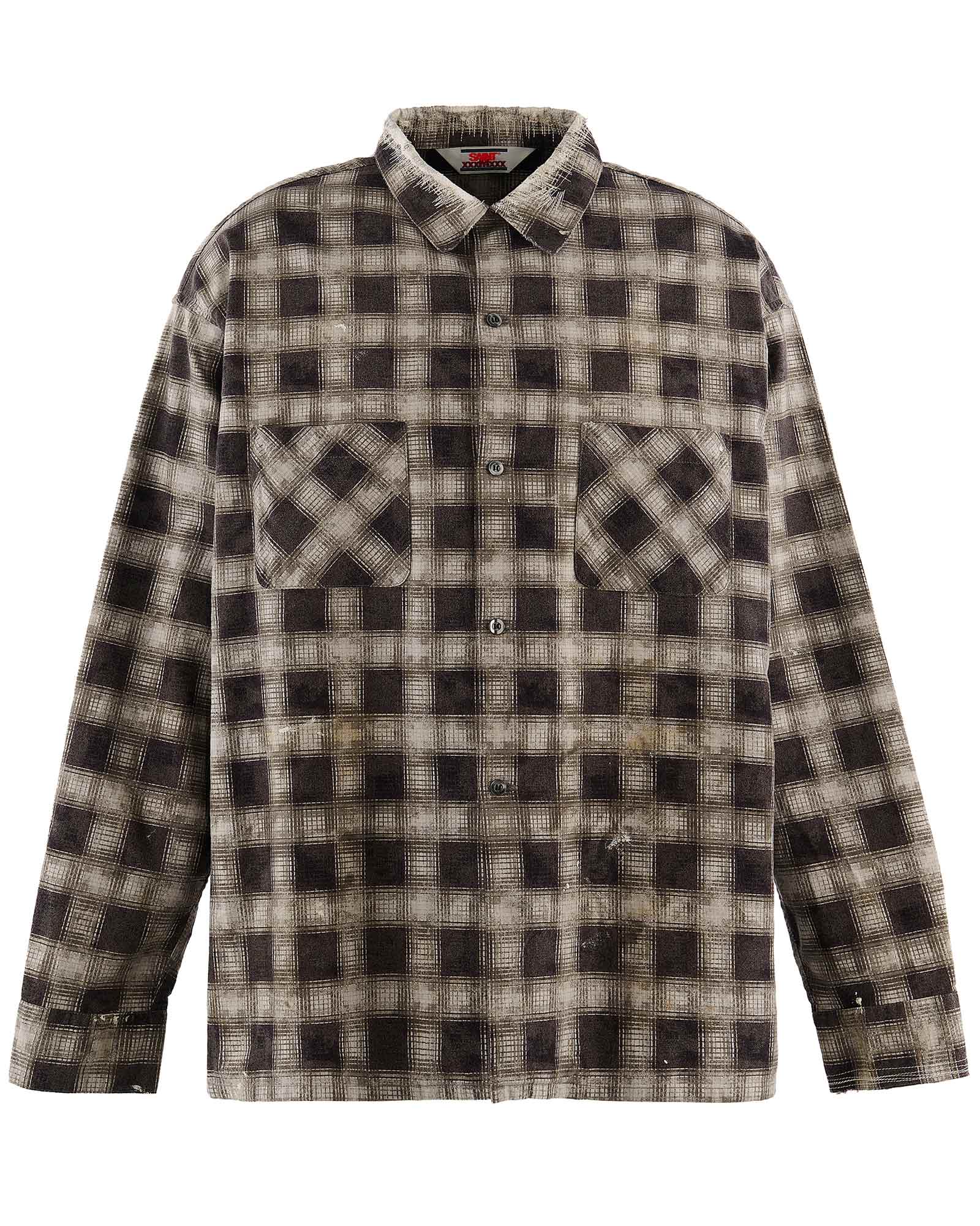 ©SAINT M××××××・セントマイケル - シャツ PRINT CHECK SHIRT / BLACK+GRAY