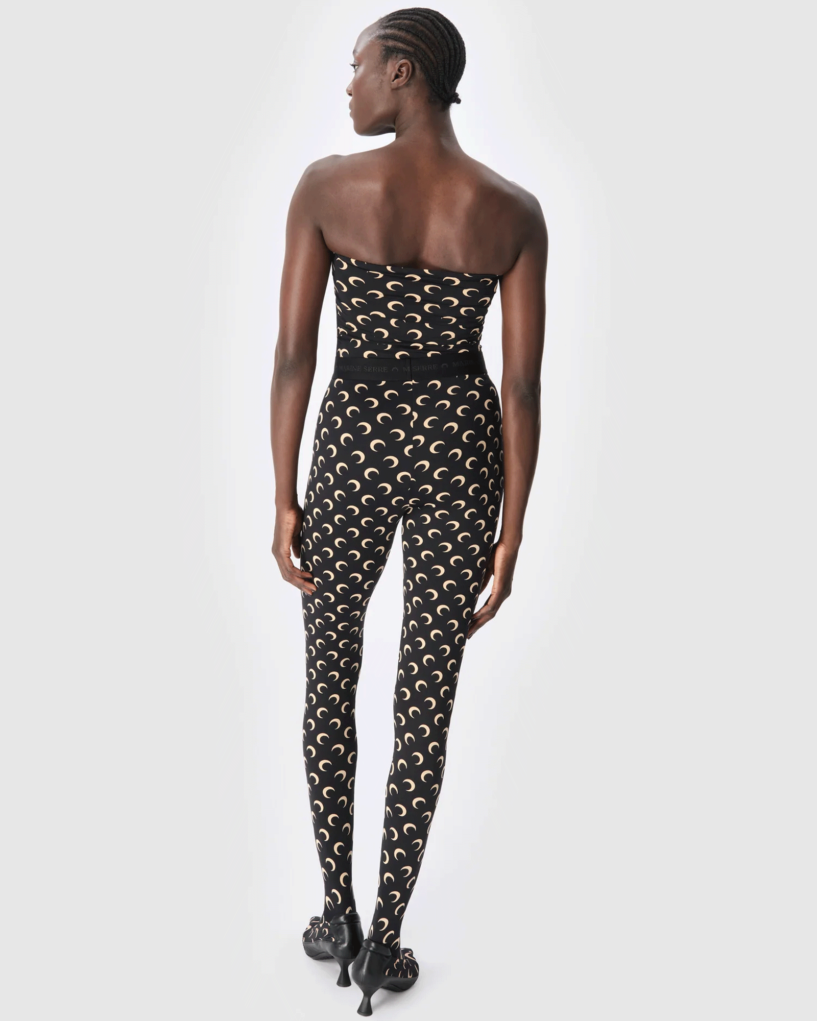 Marine Serre・マリーン・セル - レギンス・スパッツ MOON PRINTED JERSEY LEGGINGS / INVERSE TAN