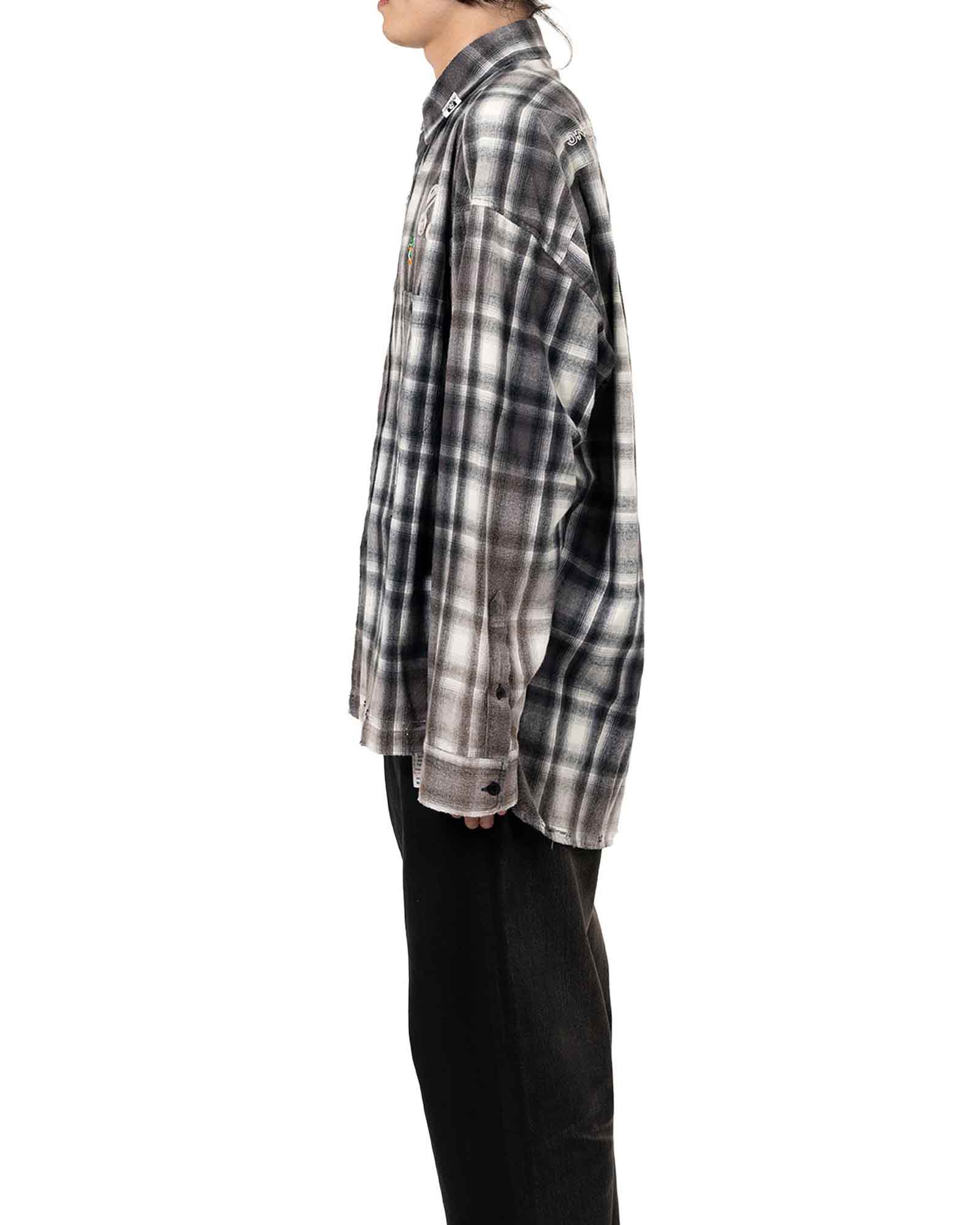 MIHARA YASUHIRO・Yasuhiro Mihara -  VINTAGE LIKE CHECK L/S SHIRTS / BLACK
