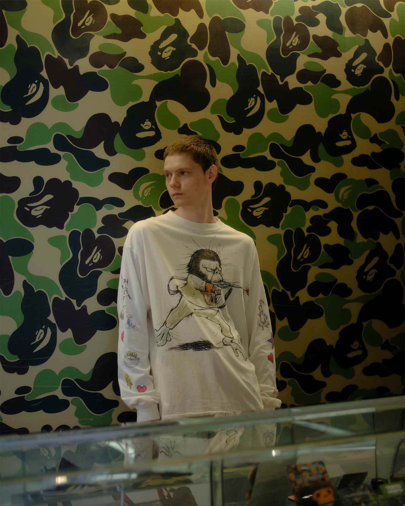 ©SAINT M××××××・セントマイケル - L/S Tシャツ BAPE_LS T-SHIRT / RUNNING / WHITE