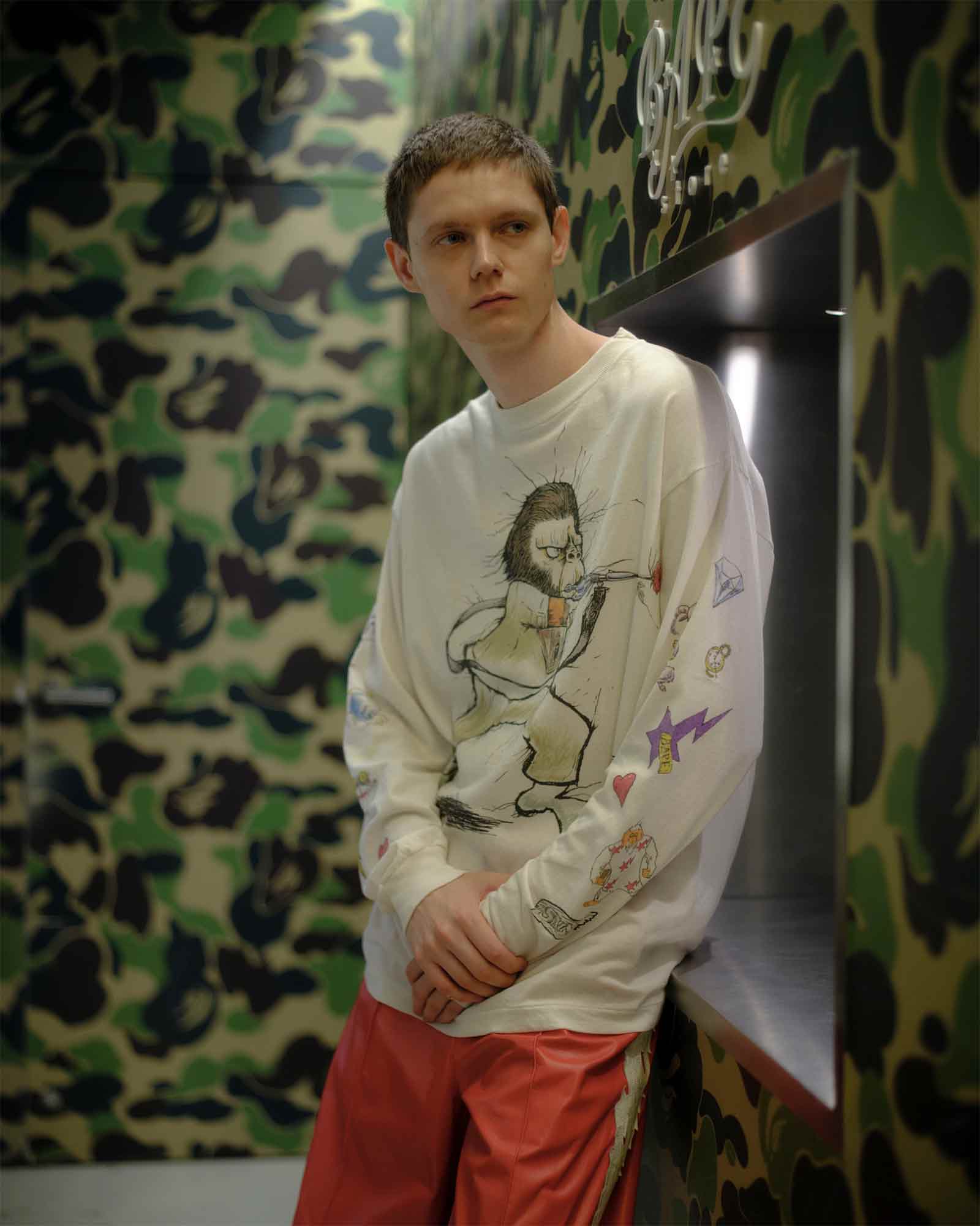 ©SAINT M××××××・セントマイケル - L/S Tシャツ BAPE_LS T-SHIRT / RUNNING / WHITE