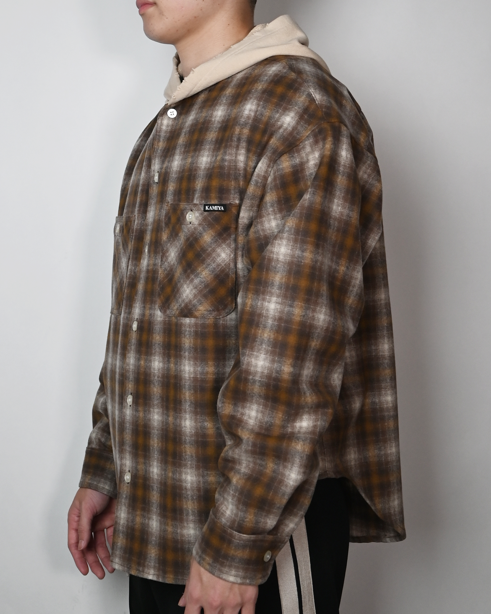 KAMIYA・カミヤ - シャツ PENDELTON KAMIYA HOODED SHIRTBEIGE / SHIRTBEIGE CHECK