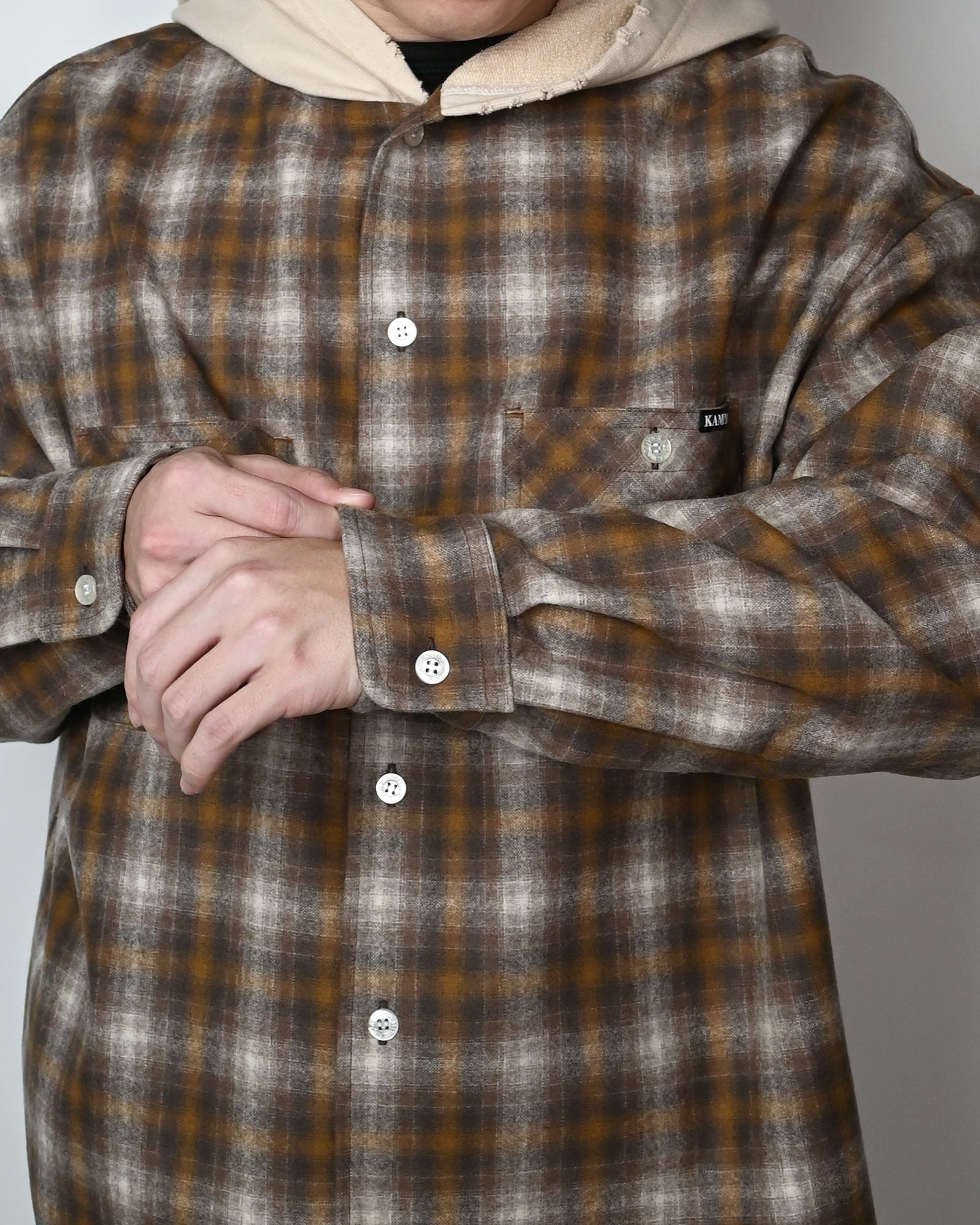 KAMIYA・カミヤ - シャツ PENDELTON KAMIYA HOODED SHIRTBEIGE / SHIRTBEIGE CHECK
