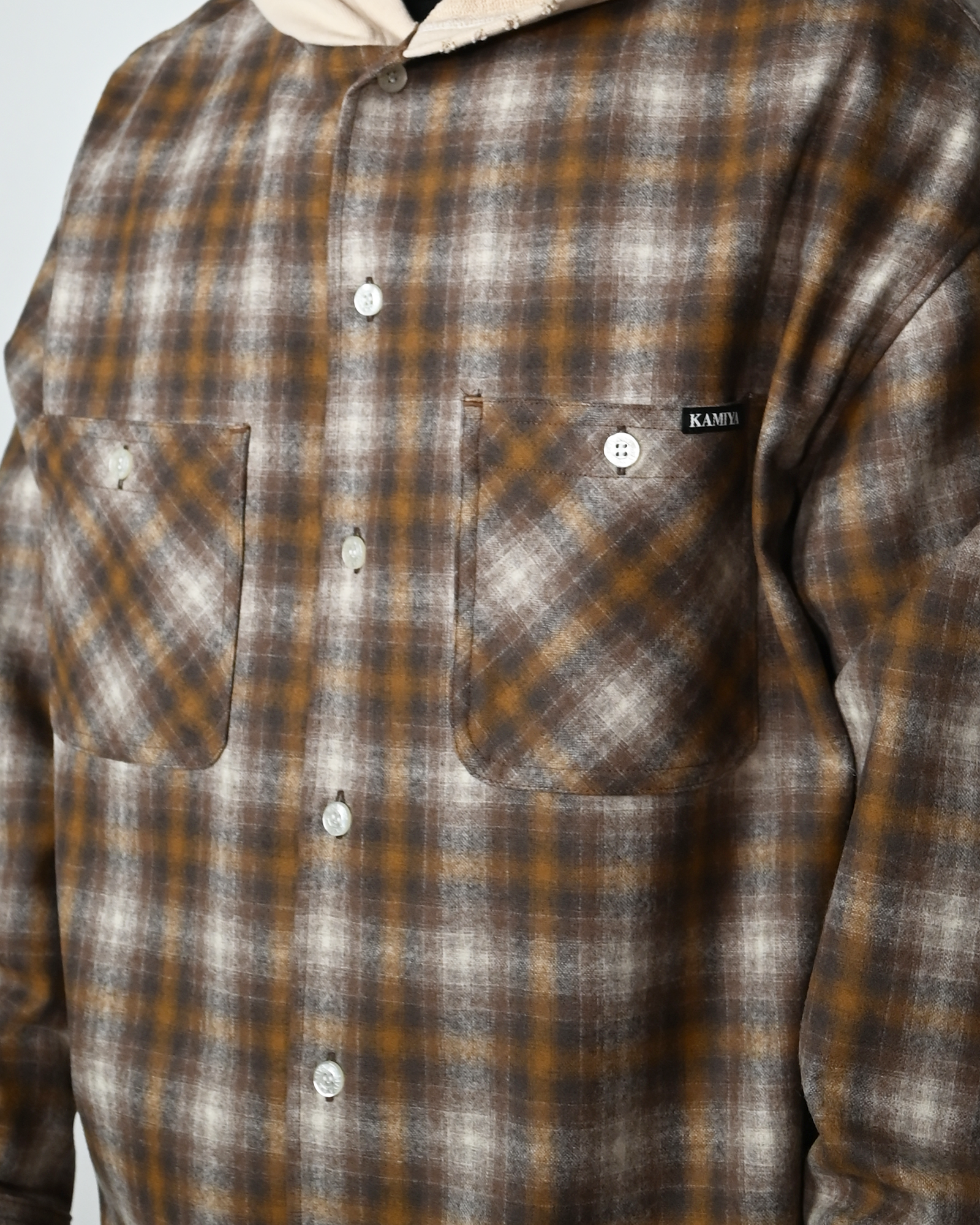 KAMIYA・カミヤ - シャツ PENDELTON KAMIYA HOODED SHIRTBEIGE / SHIRTBEIGE CHECK