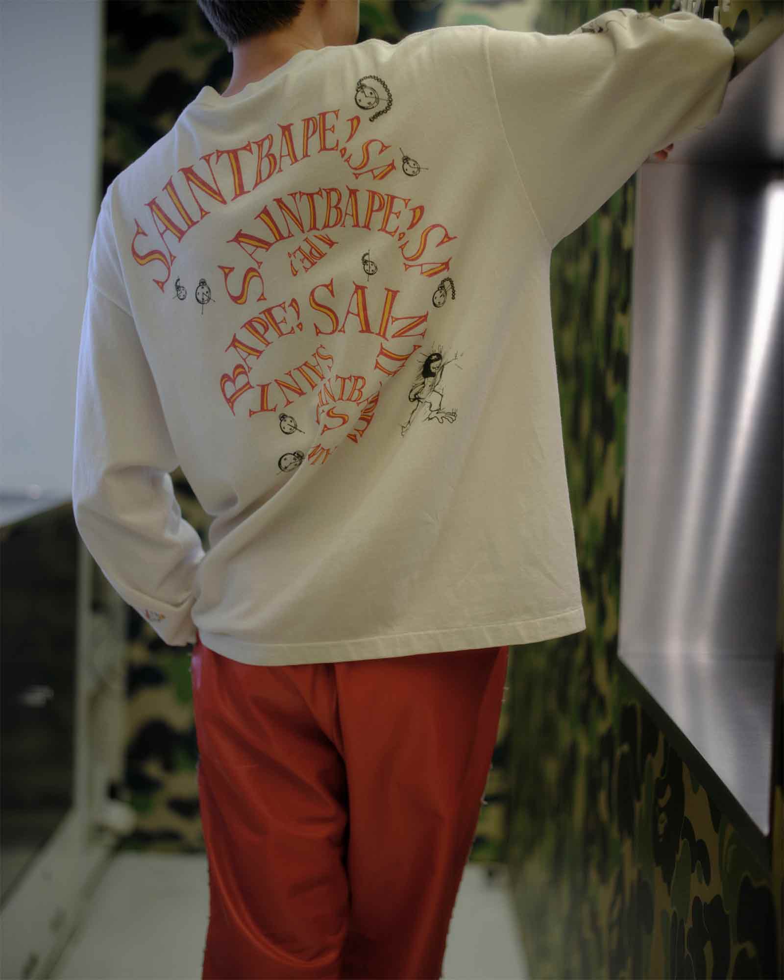 ©SAINT M××××××・セントマイケル - L/S Tシャツ BAPE_LS T-SHIRT / RUNNING / WHITE
