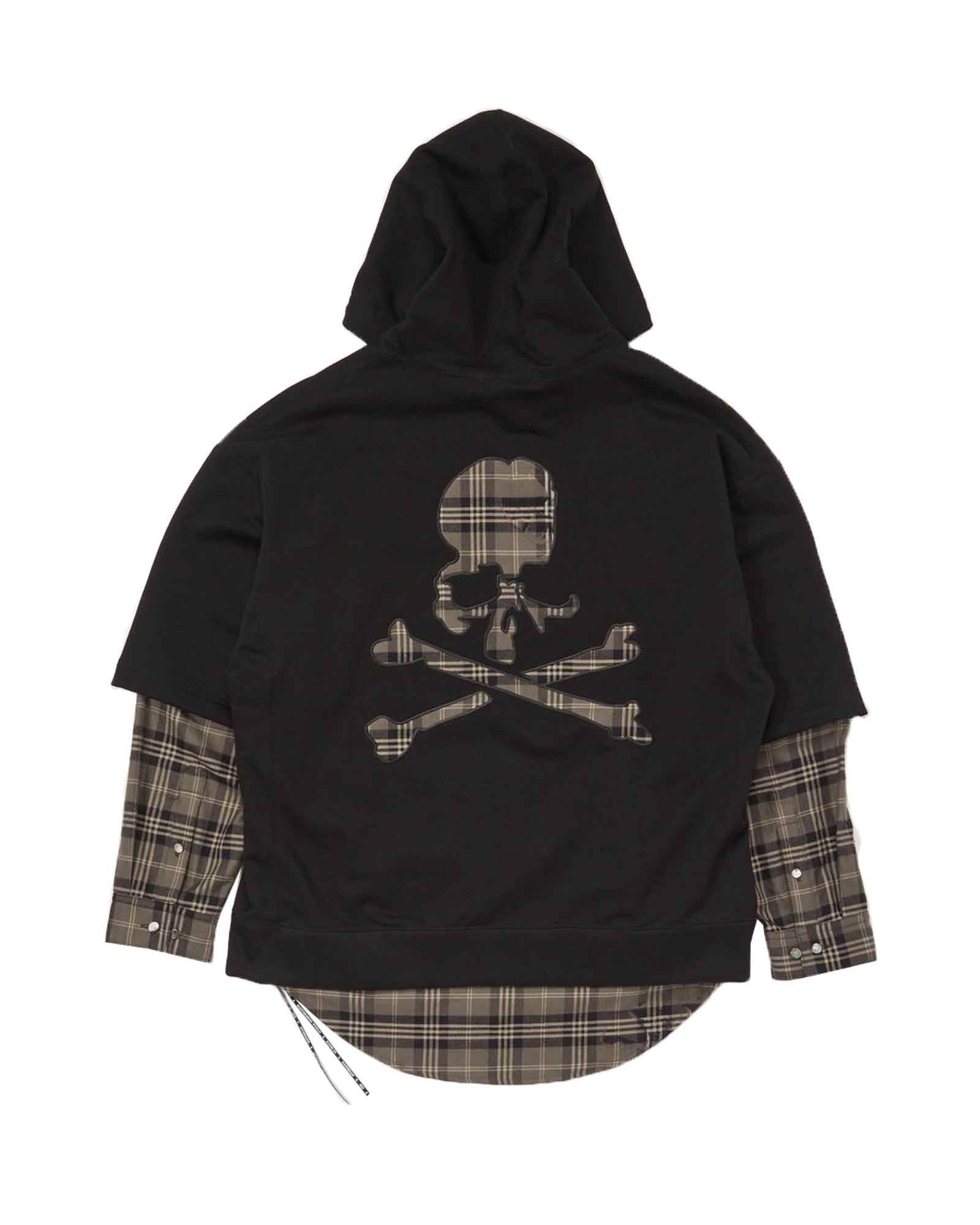 mastermind・マスターマインド - パーカー・フーディ LAYERED HOODIE / BLACK x GRAY PLAID