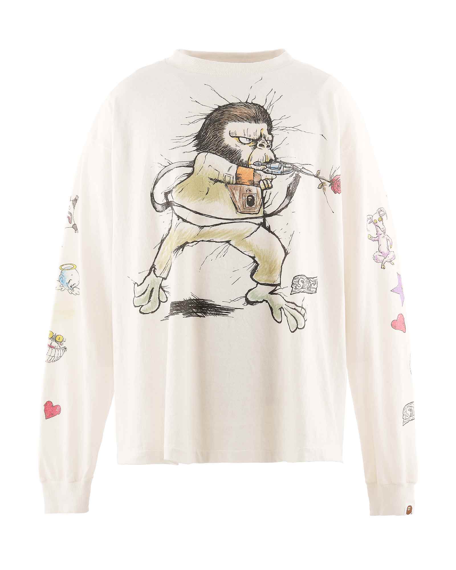 ©SAINT M××××××・セントマイケル - L/S Tシャツ BAPE_LS T-SHIRT / RUNNING / WHITE