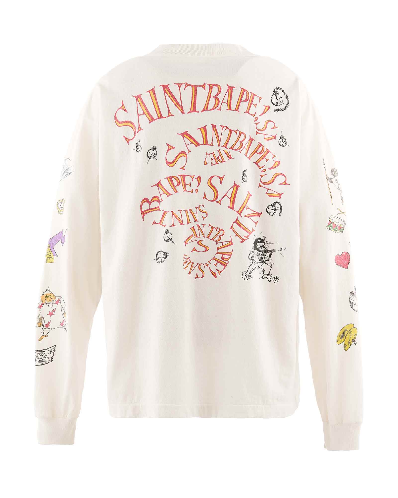 ©SAINT M××××××・セントマイケル - L/S Tシャツ BAPE_LS T-SHIRT / RUNNING / WHITE