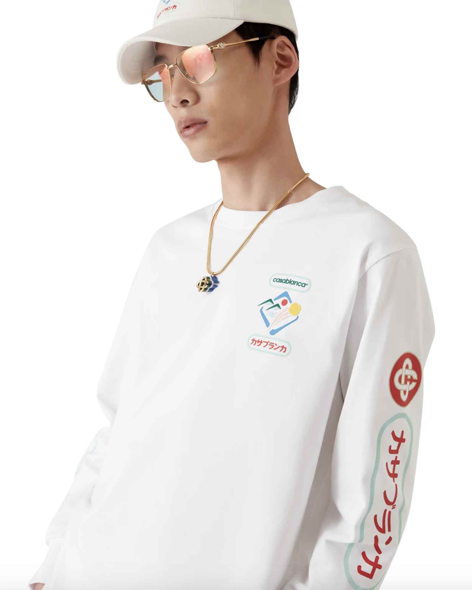 CASABLANCA・casablanca -  FUJI DREAM SCREEN PRINTED LONG SLEEVE T-SHIRT / WHITE