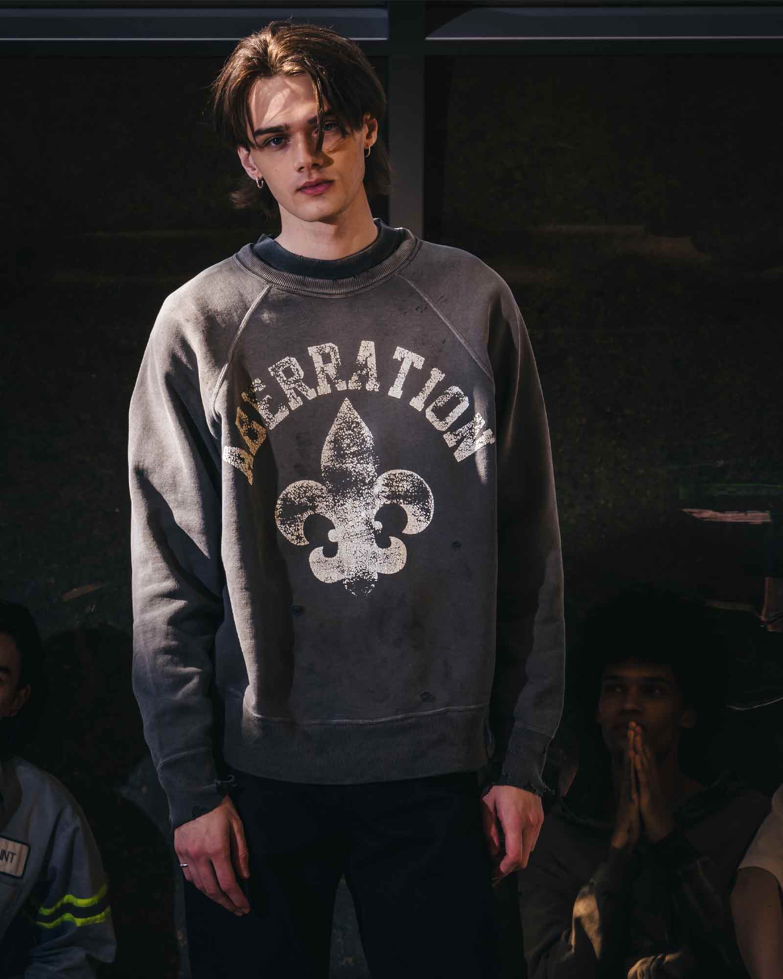 ©SAINT M××××××・セントマイケル - スウェット CREW NECK SWEAT/ABBERATION / CHARCOAL