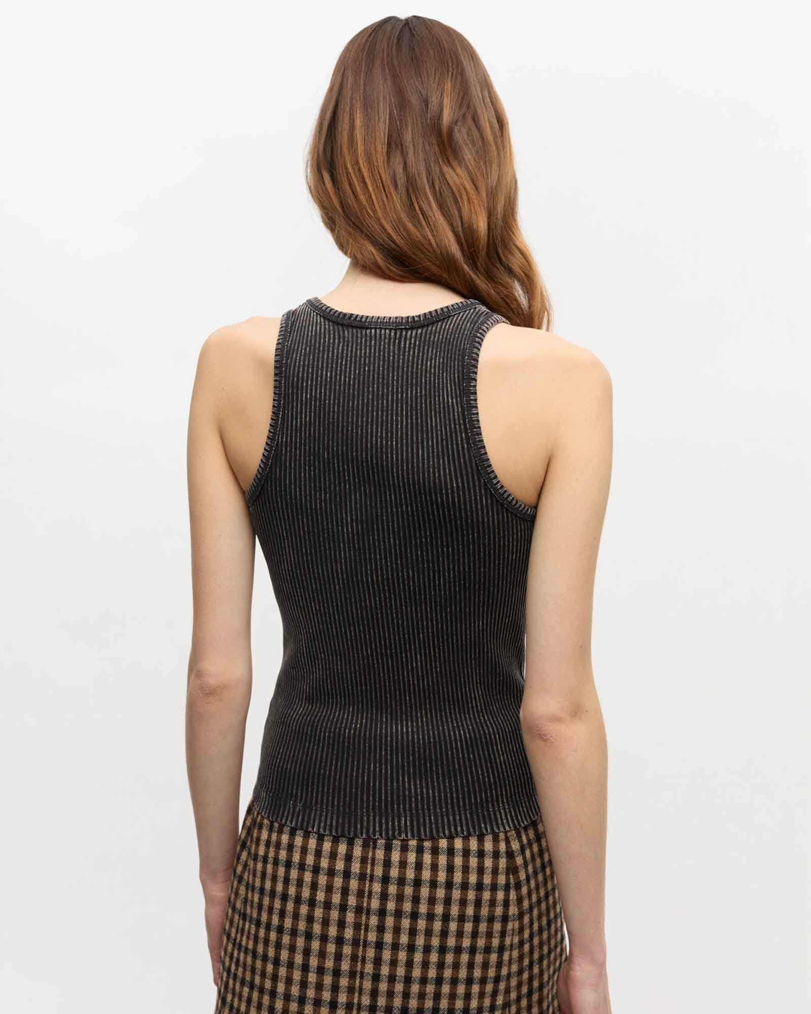 GANNI・Gunny -  HAVY RIB JERSEY TANK TOP / BLACKWASHE