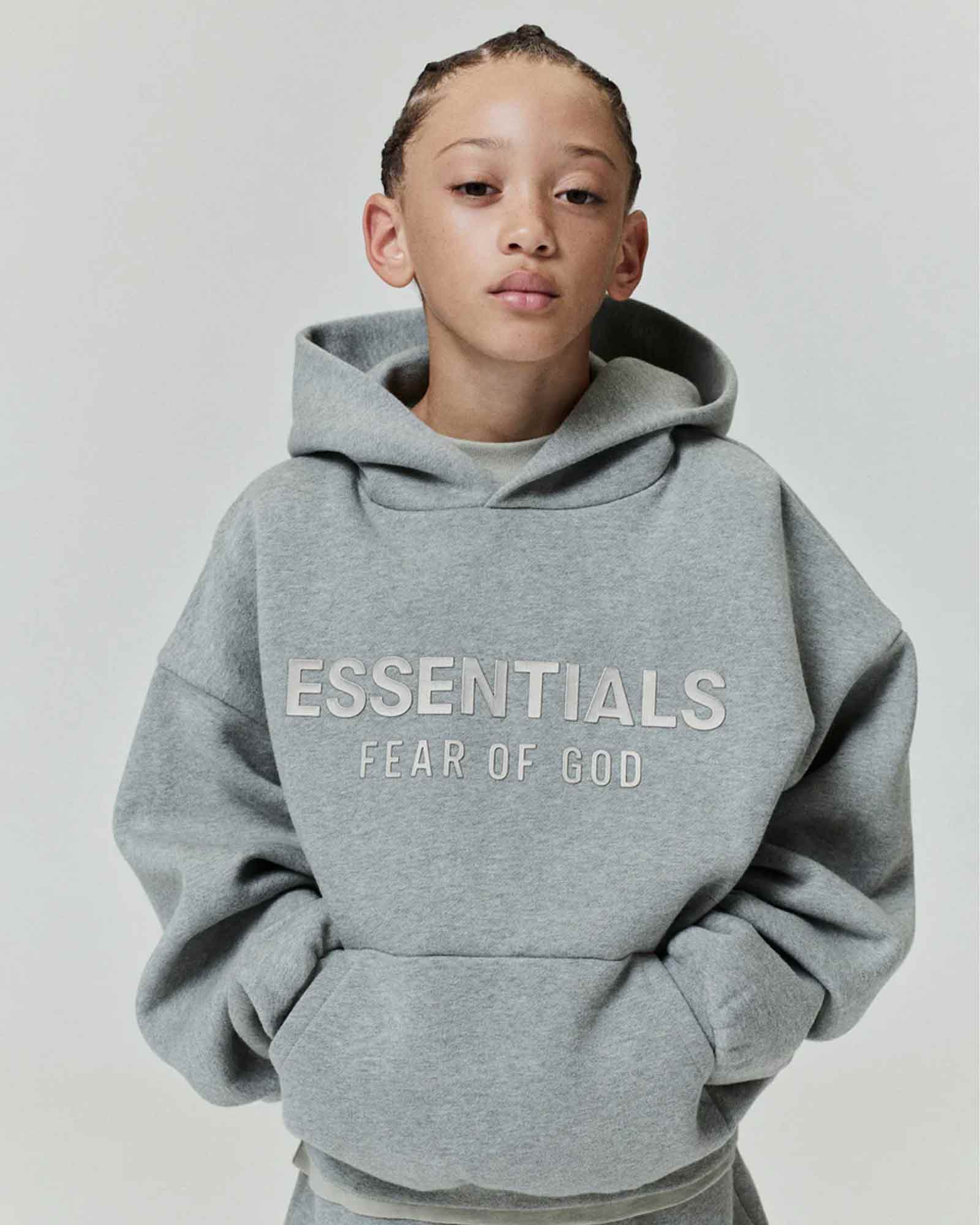 ESSENTIALS・エッセンシャルズ - パーカー・フーディ KID'S FLEECE HOODIE / CONCRETE HEATHER