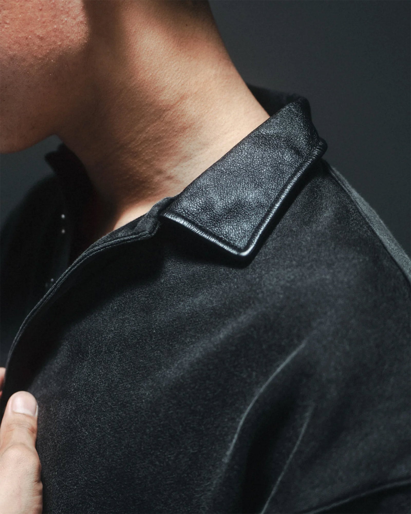 LAST NEST (ラストネスト)LEATHER WASH SWEAT / BLACK | Detail