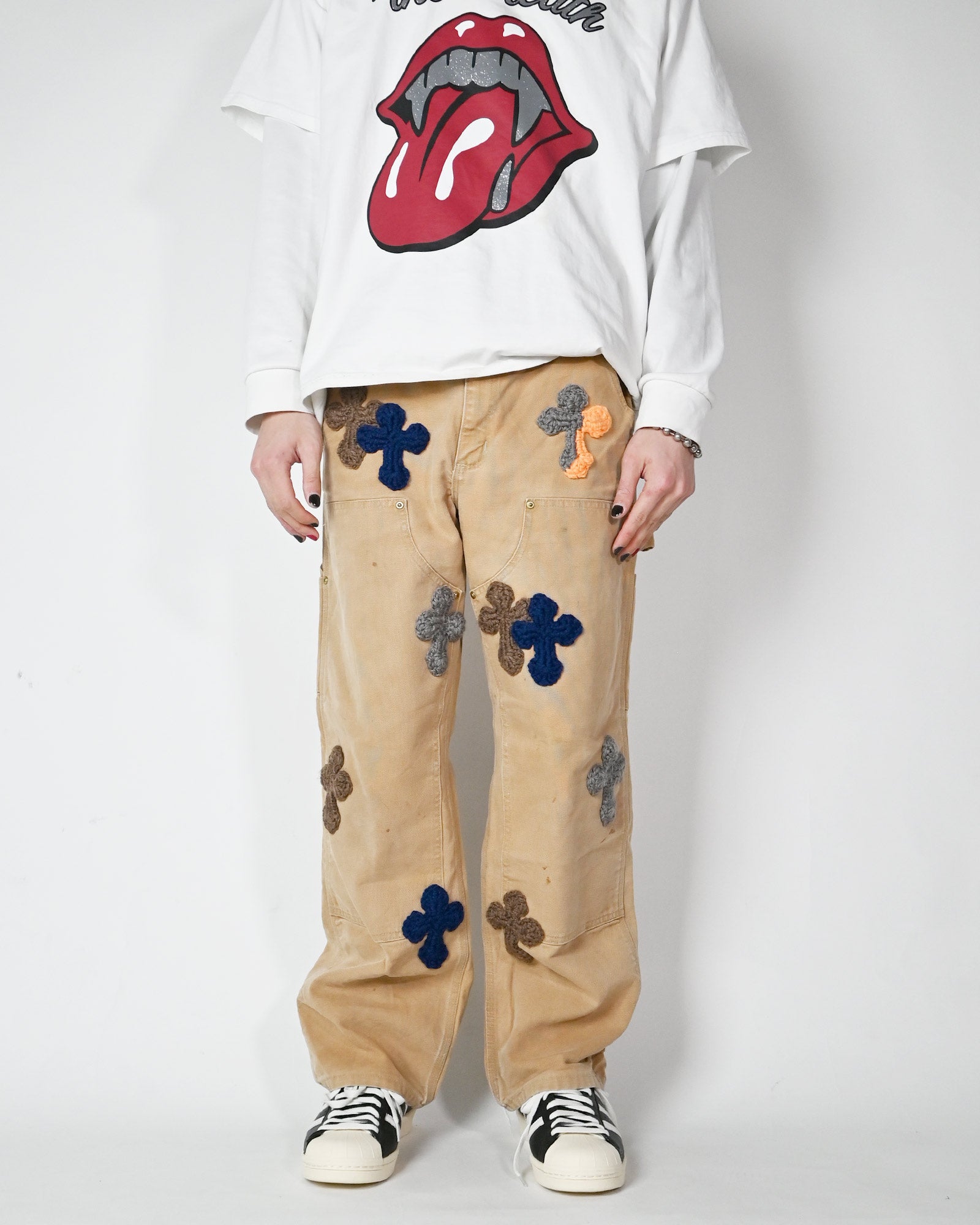 Y.A.R.N.・ヤーン - デニムパンツ Y.A.R.N.  DOUBLE KNEE PANTS-1  / MULTI