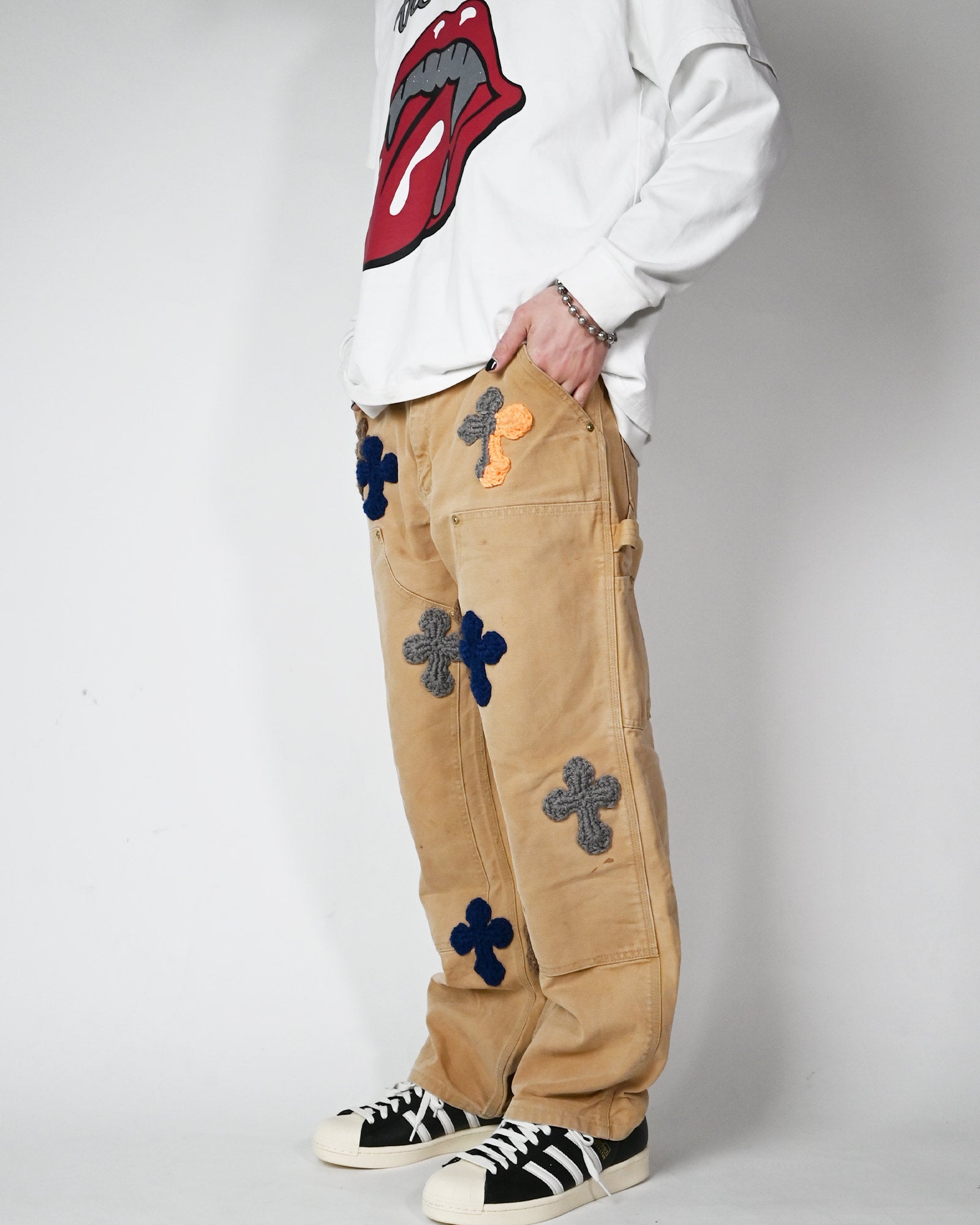 Y.A.R.N.・ヤーン - デニムパンツ Y.A.R.N.  DOUBLE KNEE PANTS-1  / MULTI