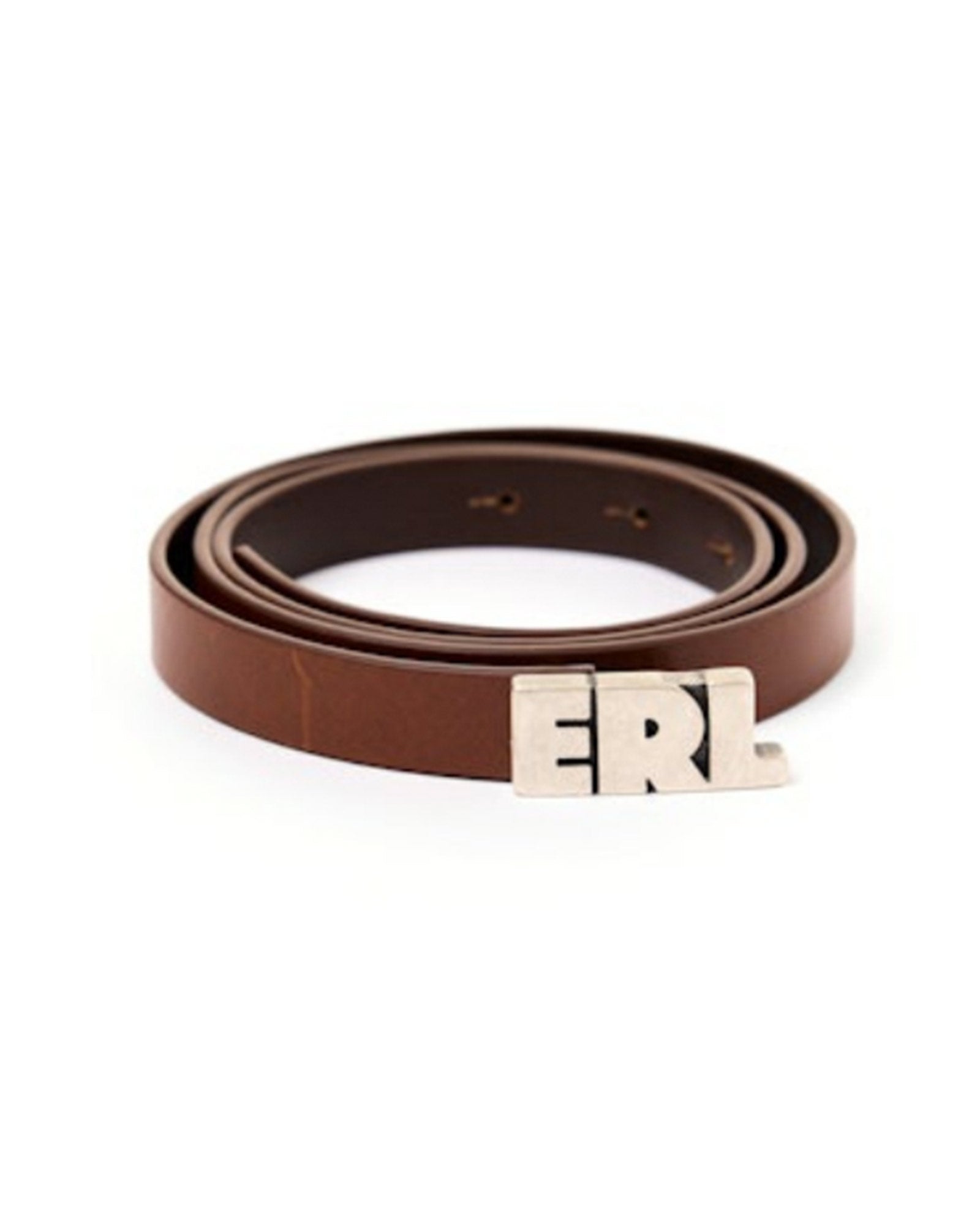 UNISEX ERL LEATHER BELT SKINNY LEATHER / BROWN
