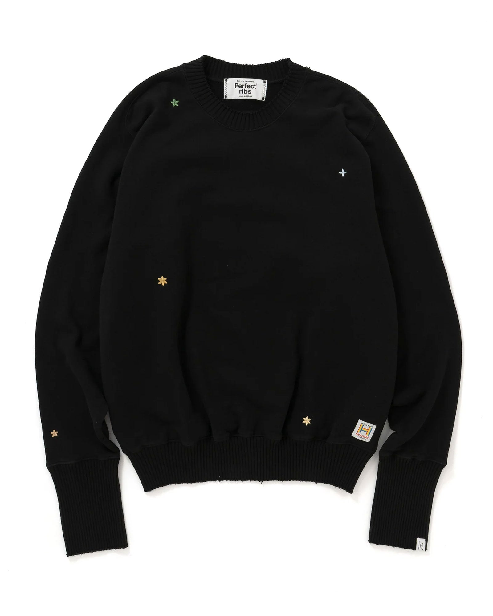 PERFECT RIBS × HAROSHI STRANGE SLEEVE CREW NECK SWEAT SHIRTS / BLACK