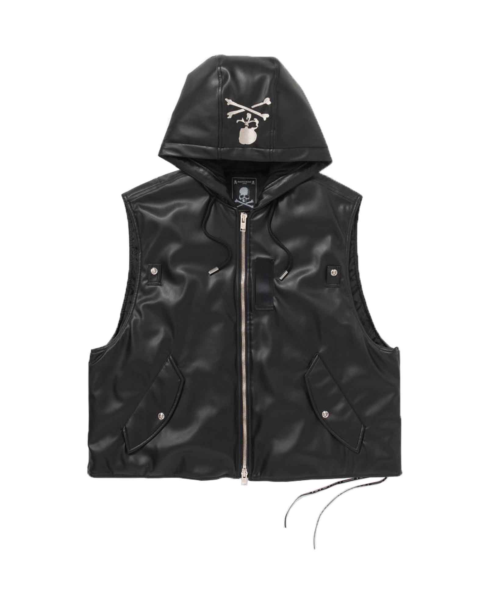 FAUX LEATHER VEST / BLACK