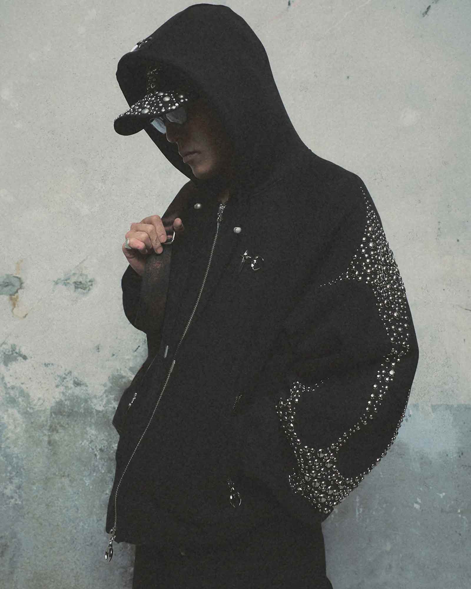 THUG CLUB・sag club -  IRON STEEL FOCUS ZIP-UP HOODIE / BLACK