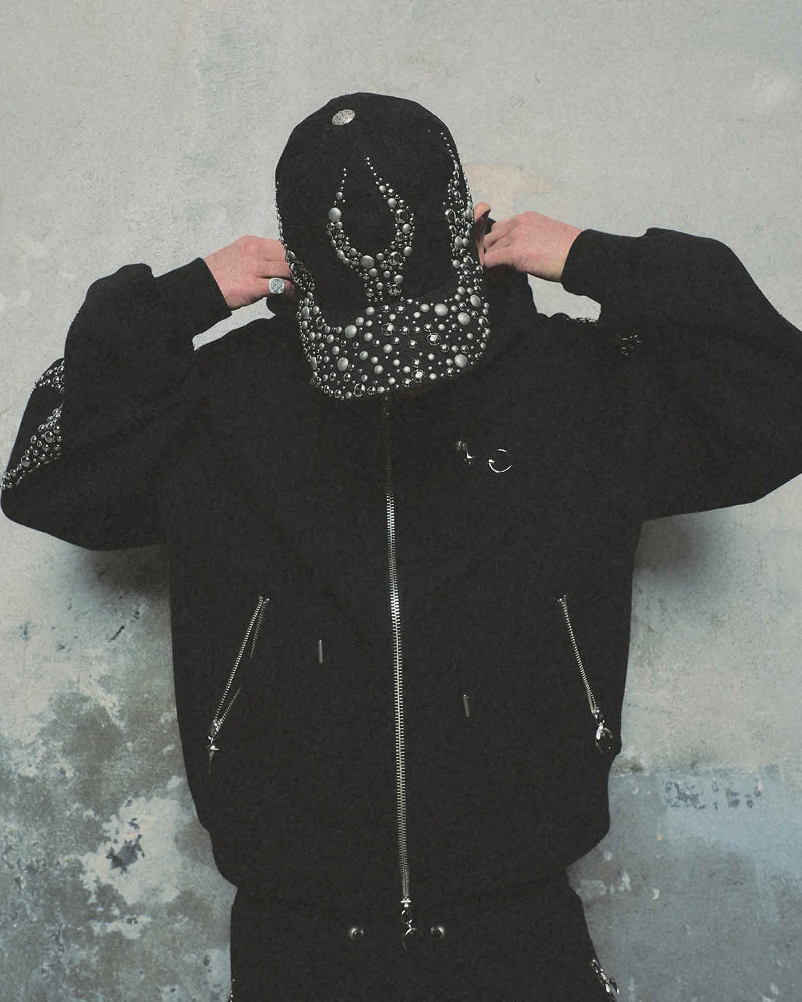 THUG CLUB・sag club -  IRON STEEL FOCUS ZIP-UP HOODIE / BLACK