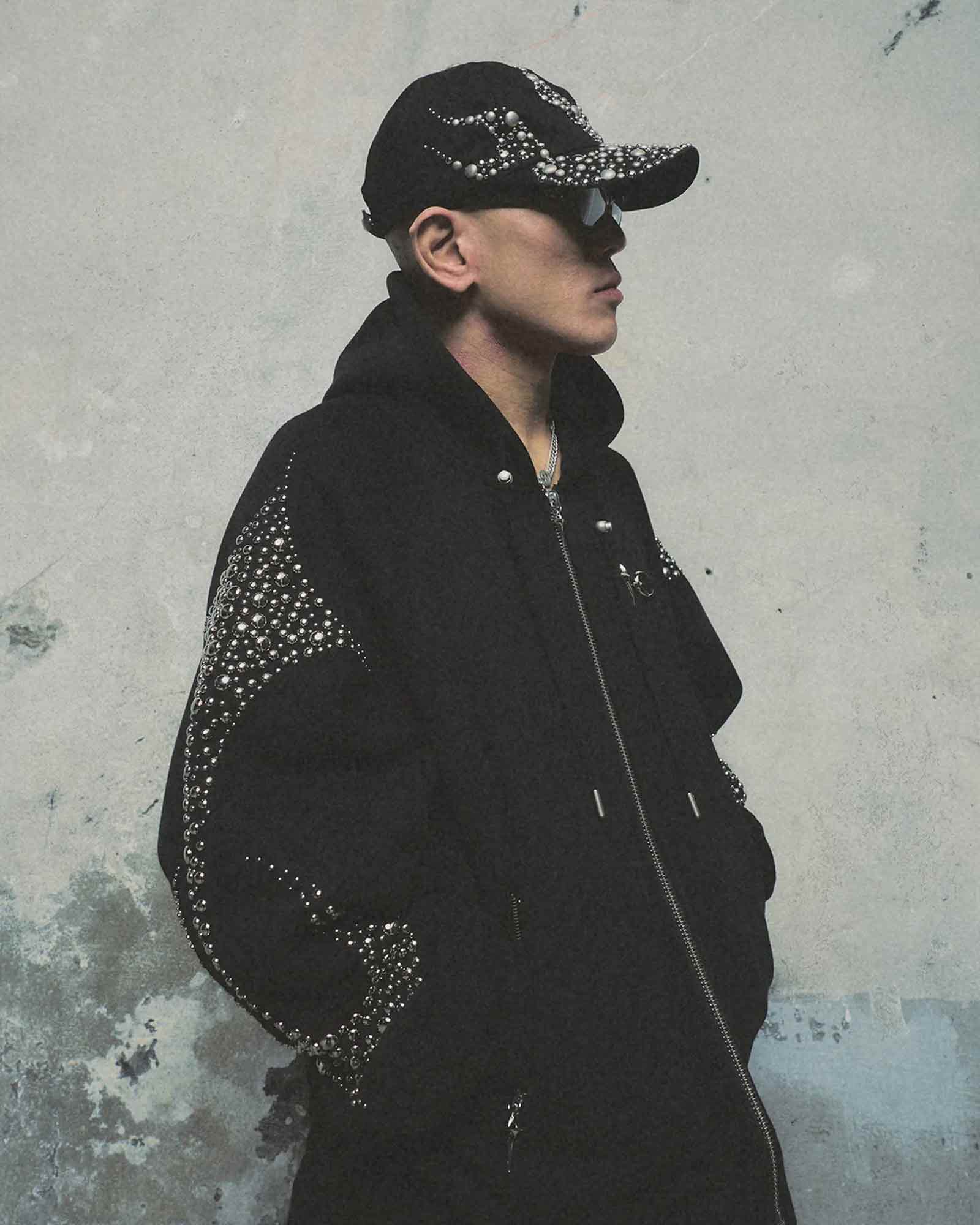 THUG CLUB・sag club -  IRON STEEL FOCUS ZIP-UP HOODIE / BLACK