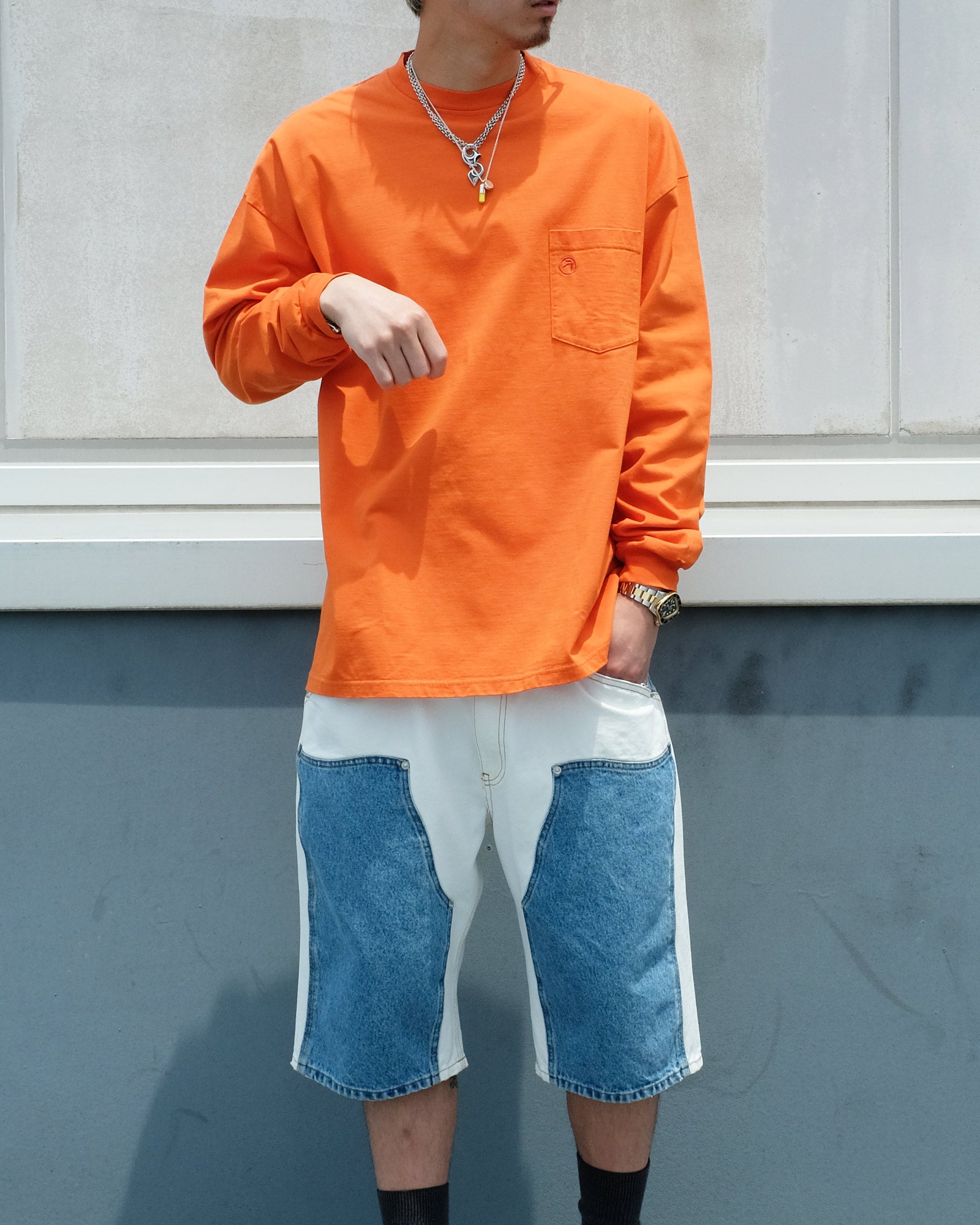 AMBUSH・アンブッシュ - L/S Tシャツ OVER-DYED L/S T-SHIRT / ORANGE