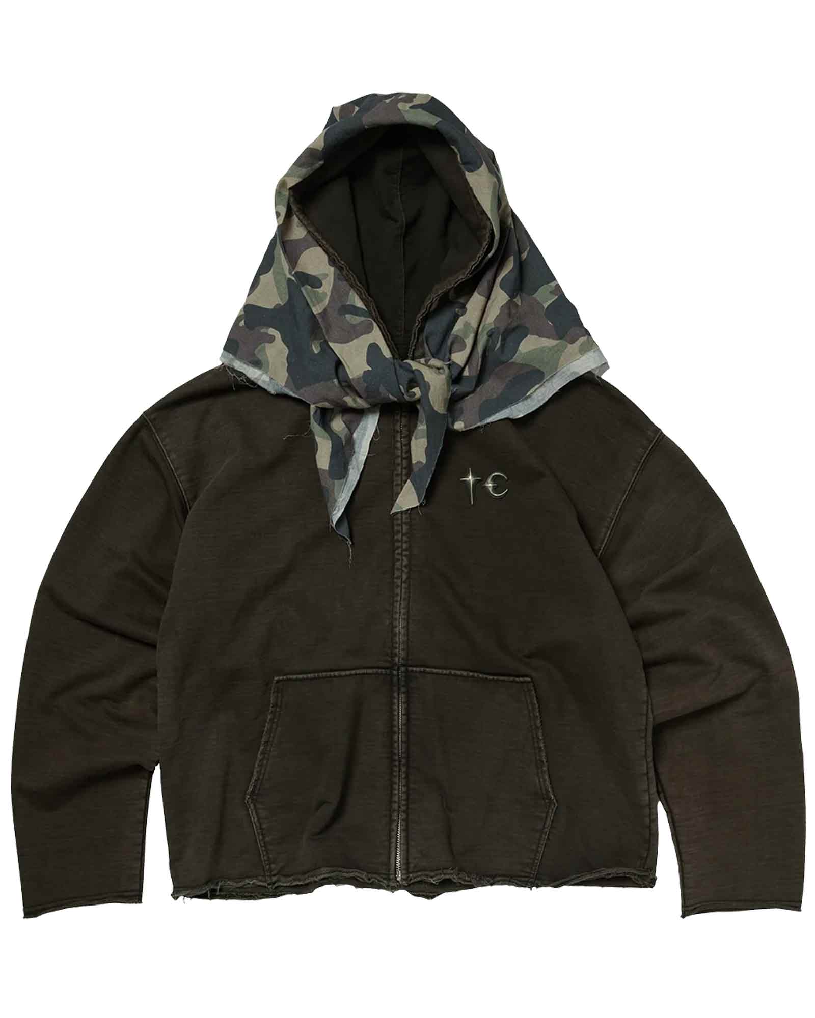 THUG CLUB・sag club -  CREED SCARF HOODED ZIP-UP HOODIE / BLACK