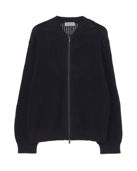 ヨウジ・ヤマモト Yohji Yamamoto コットンブルゾン ブラック Yohji Yamamoto (ヨウジ ヤマモト) 26SS ZIPブルゾン 7G 1PLY OPENWORK
