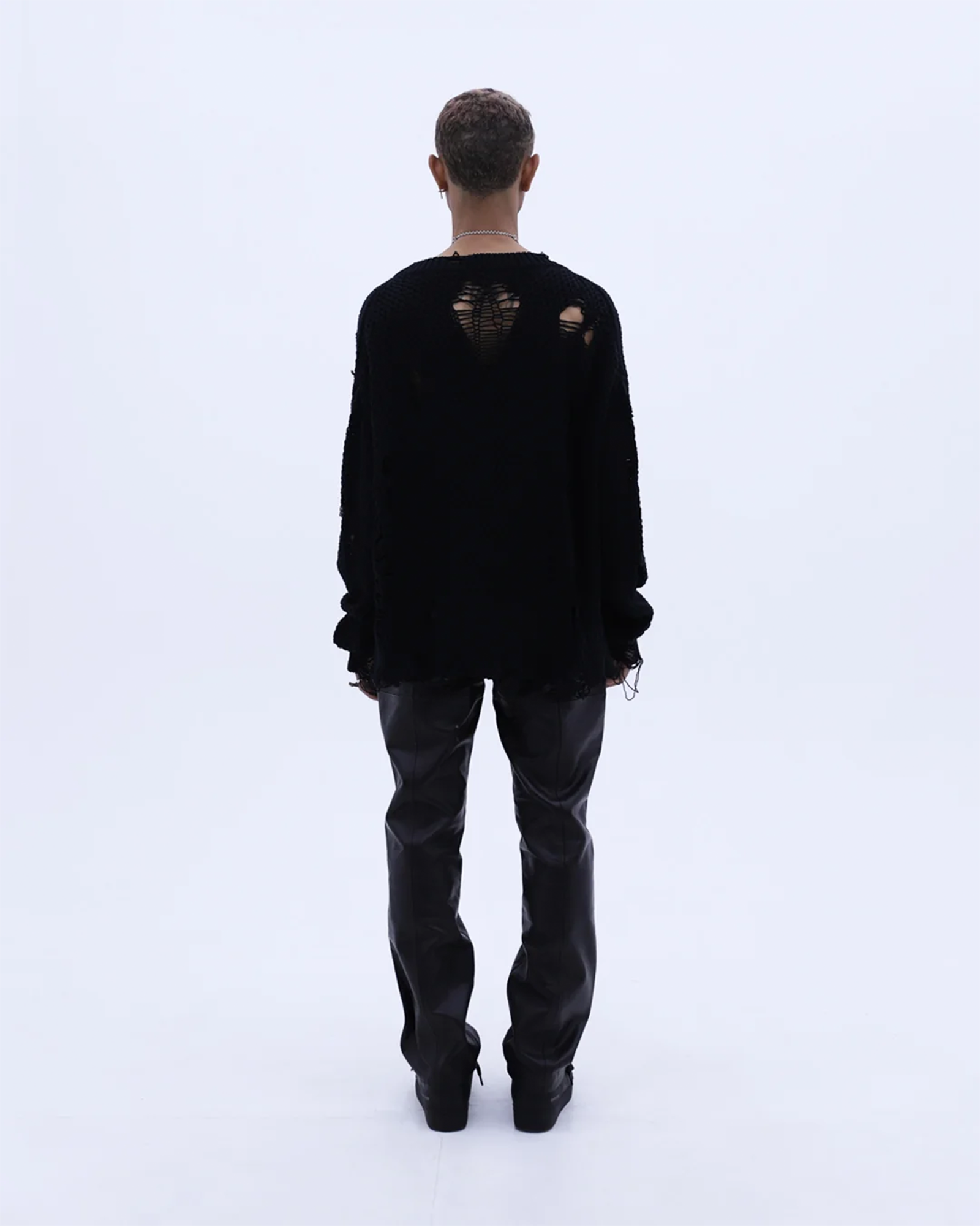 LAST NEST・ラストネスト - ニット・セーター DAMAGED CARDIGAN / BLACK