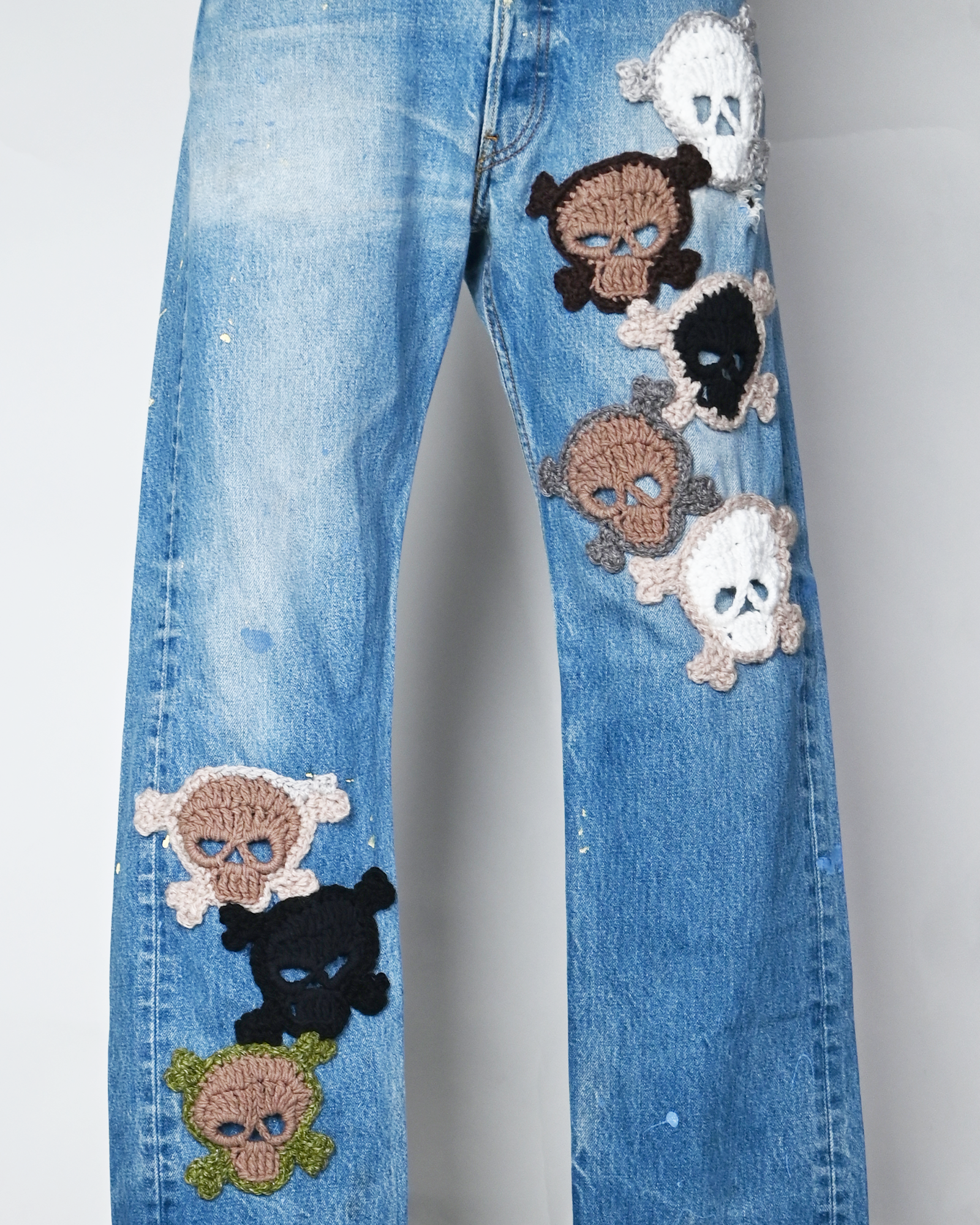 Y.A.R.N.・ヤーン - デニムパンツ Y.A.R.N. SKULL DENIM-10 (W31) / MULTI