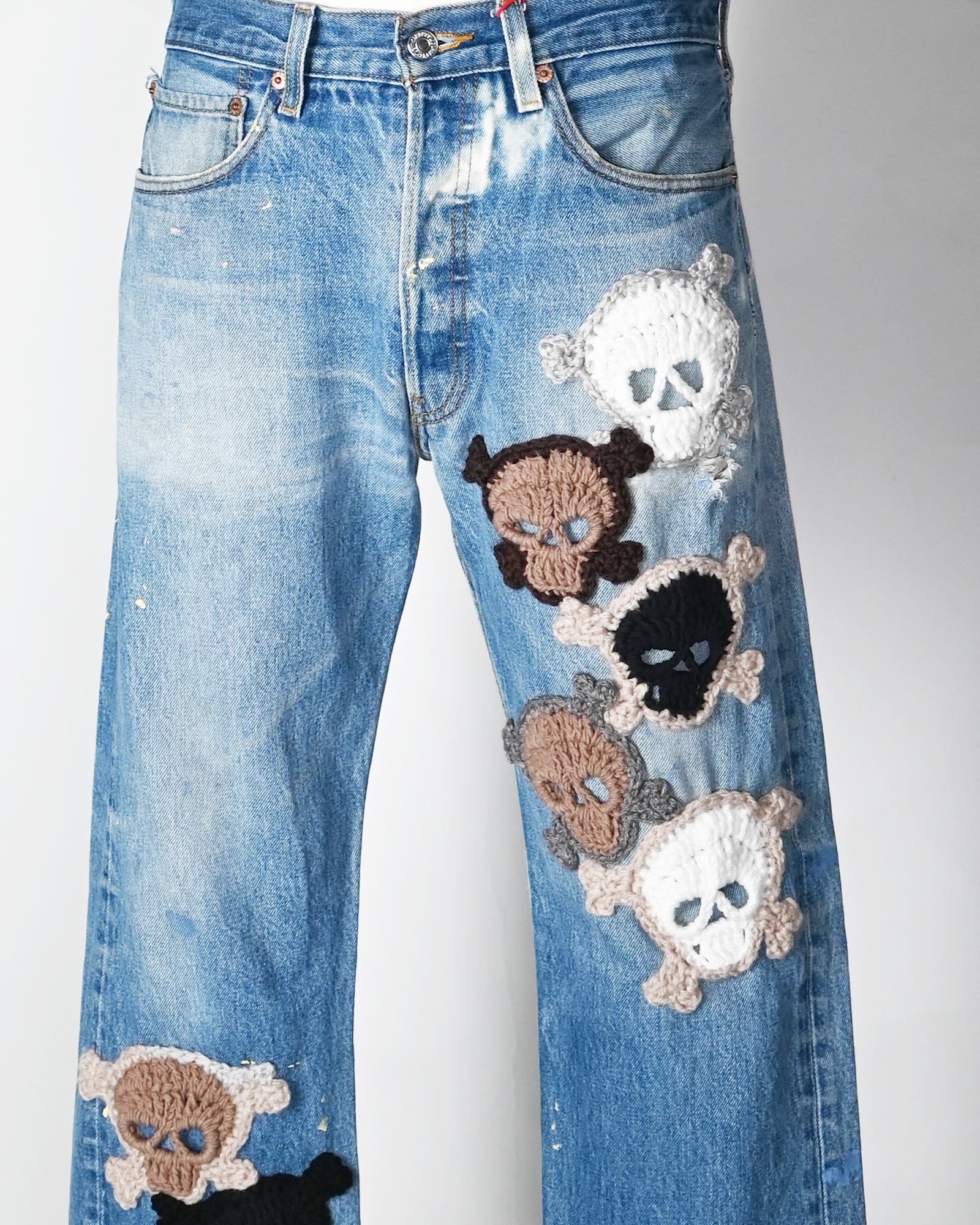 Y.A.R.N.・ヤーン - デニムパンツ Y.A.R.N. SKULL DENIM-10 (W31) / MULTI