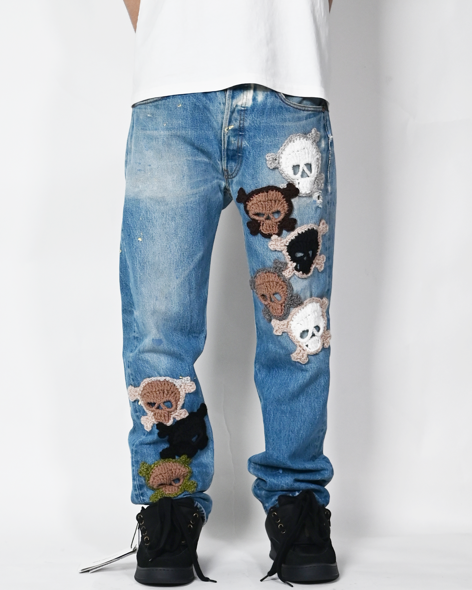 Y.A.R.N.・ヤーン - デニムパンツ Y.A.R.N. SKULL DENIM-10 (W31) / MULTI