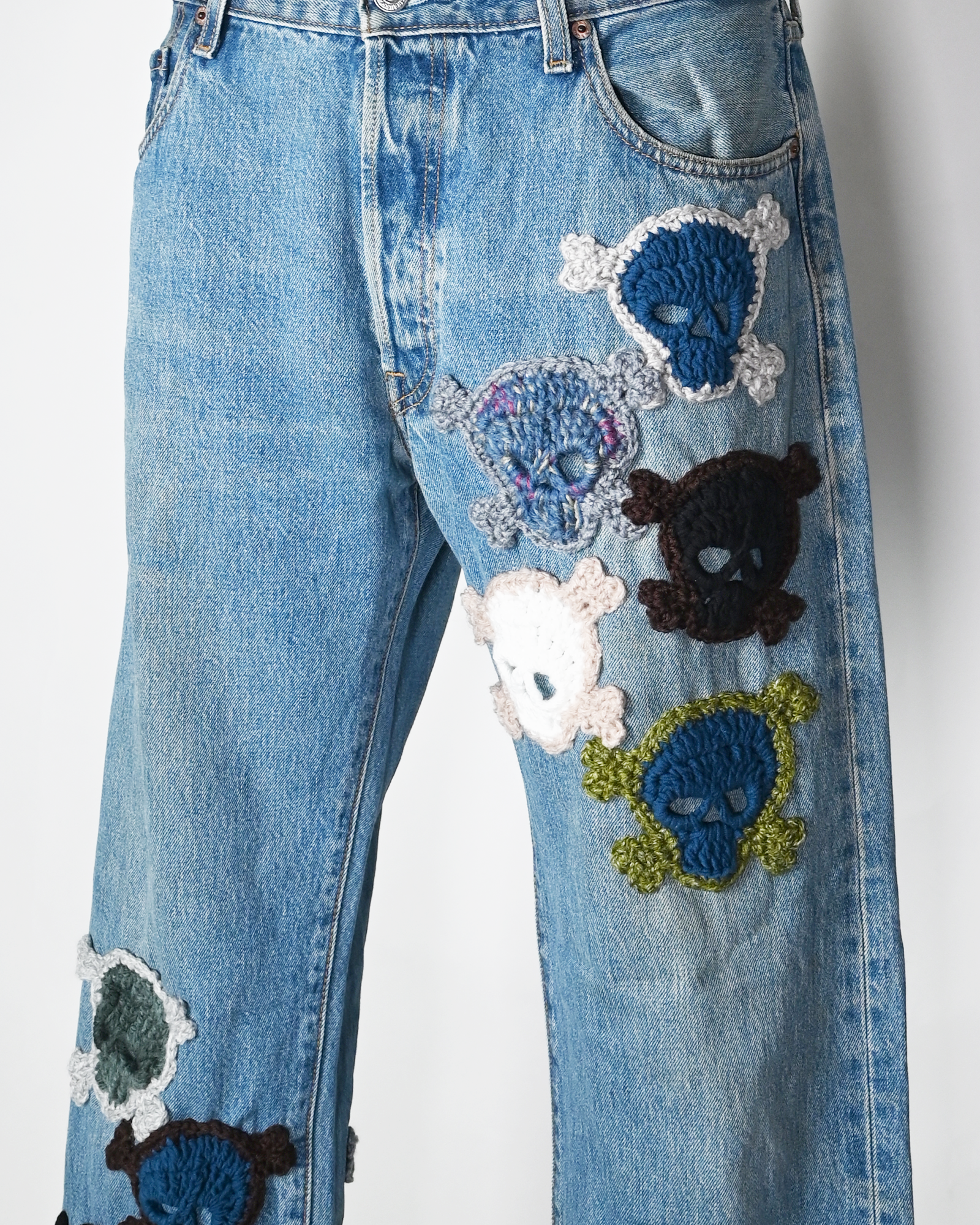 Y.A.R.N.・ヤーン - デニムパンツ Y.A.R.N. SKULL DENIM-9 (W36) / MULTI