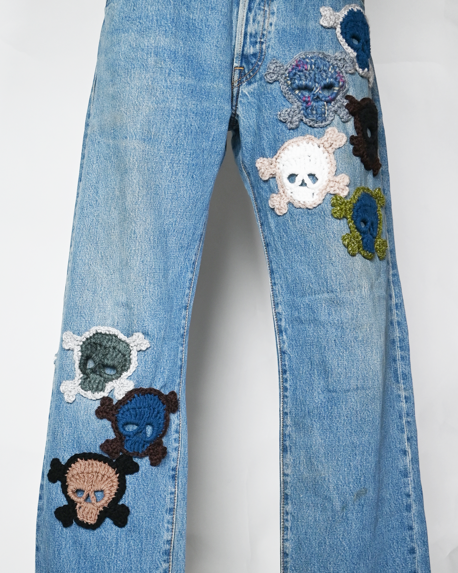Y.A.R.N.・ヤーン - デニムパンツ Y.A.R.N. SKULL DENIM-9 (W36) / MULTI
