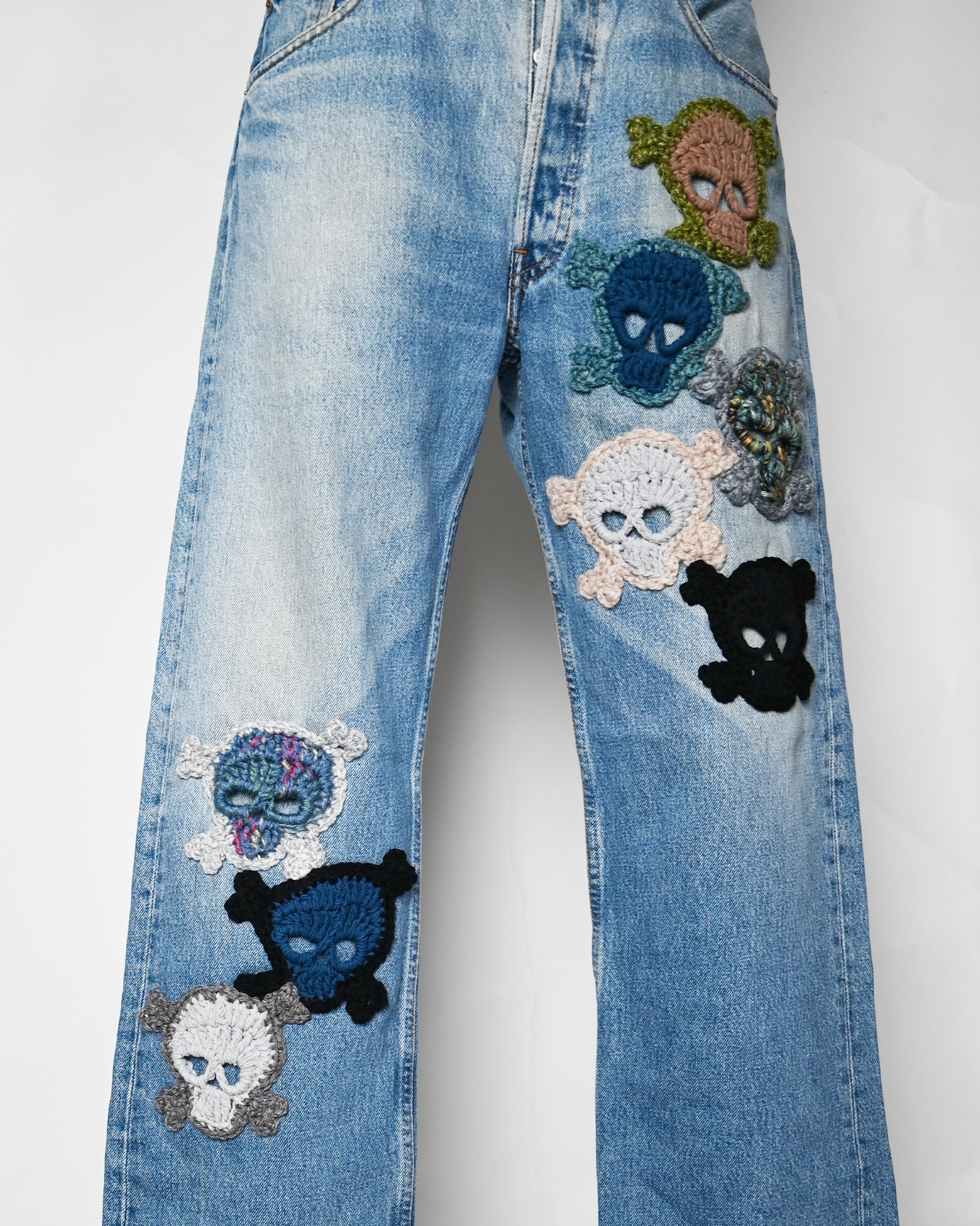Y.A.R.N.・ヤーン - デニムパンツ Y.A.R.N. SKULL DENIM-8 (W31) / MULTI